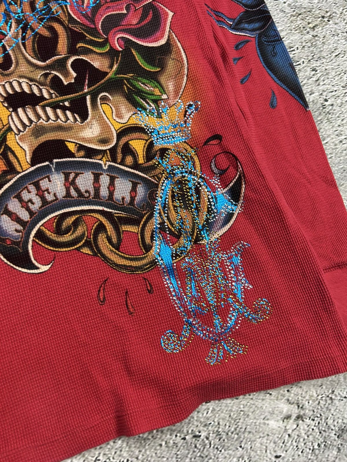 Christian Audigier × Ed Hardy × Vintage Ed Hardy Christian Audigier vintage longsleeve red skull Size S / US 4 / IT 40 - 4 Thumbnail