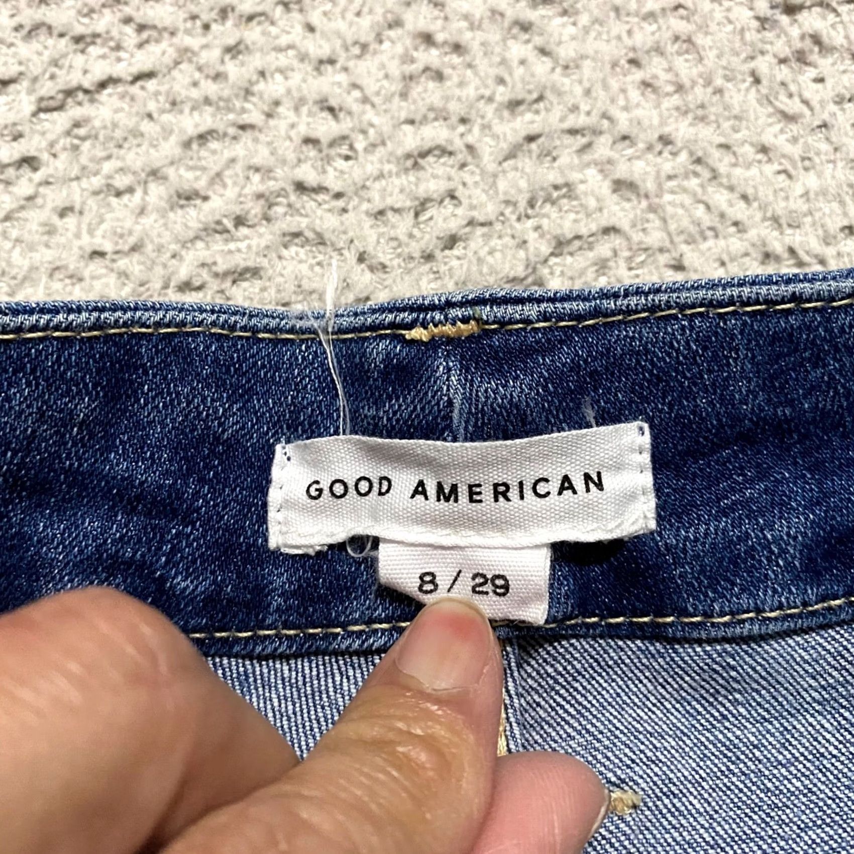 Good American Good American Jeans Womens 8 Blue Denim Skinny High Rise Distressed Medium Wash Size 30" / US 8 / IT 44 - 3 Thumbnail