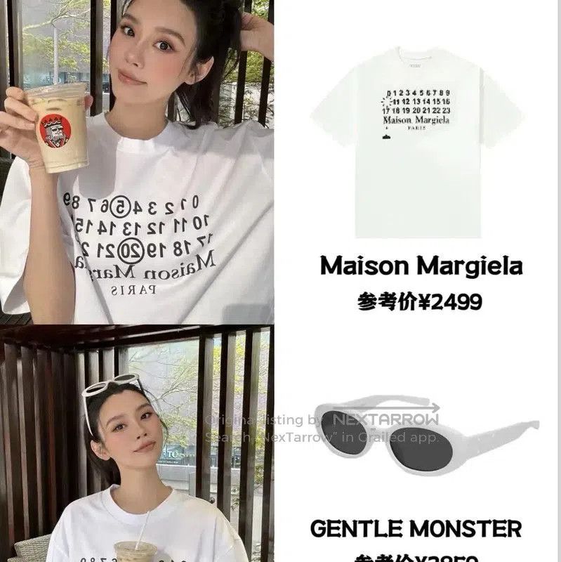 Maison Margiela Maison Margiela White Cotton Logo Print T-Shirt . Size US M / EU 48-50 / 2 - 7 Thumbnail