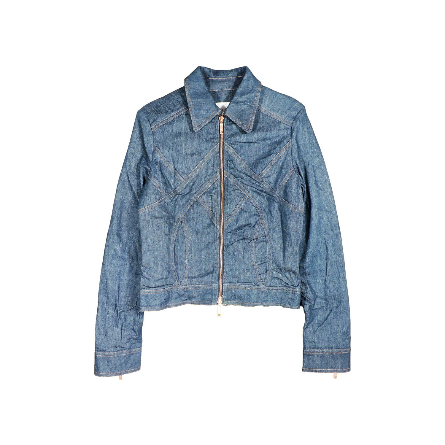 CELINE TRIOMPHE DOUBLE ZIP DENIM JACKET