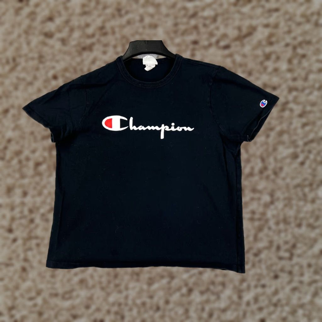 Champion Champion Women's Crop T-Shirt XL Black Logo Cotton All Seasons Activewear Size XL / US 12-14 / IT 48-50 - 1 Thumbnail