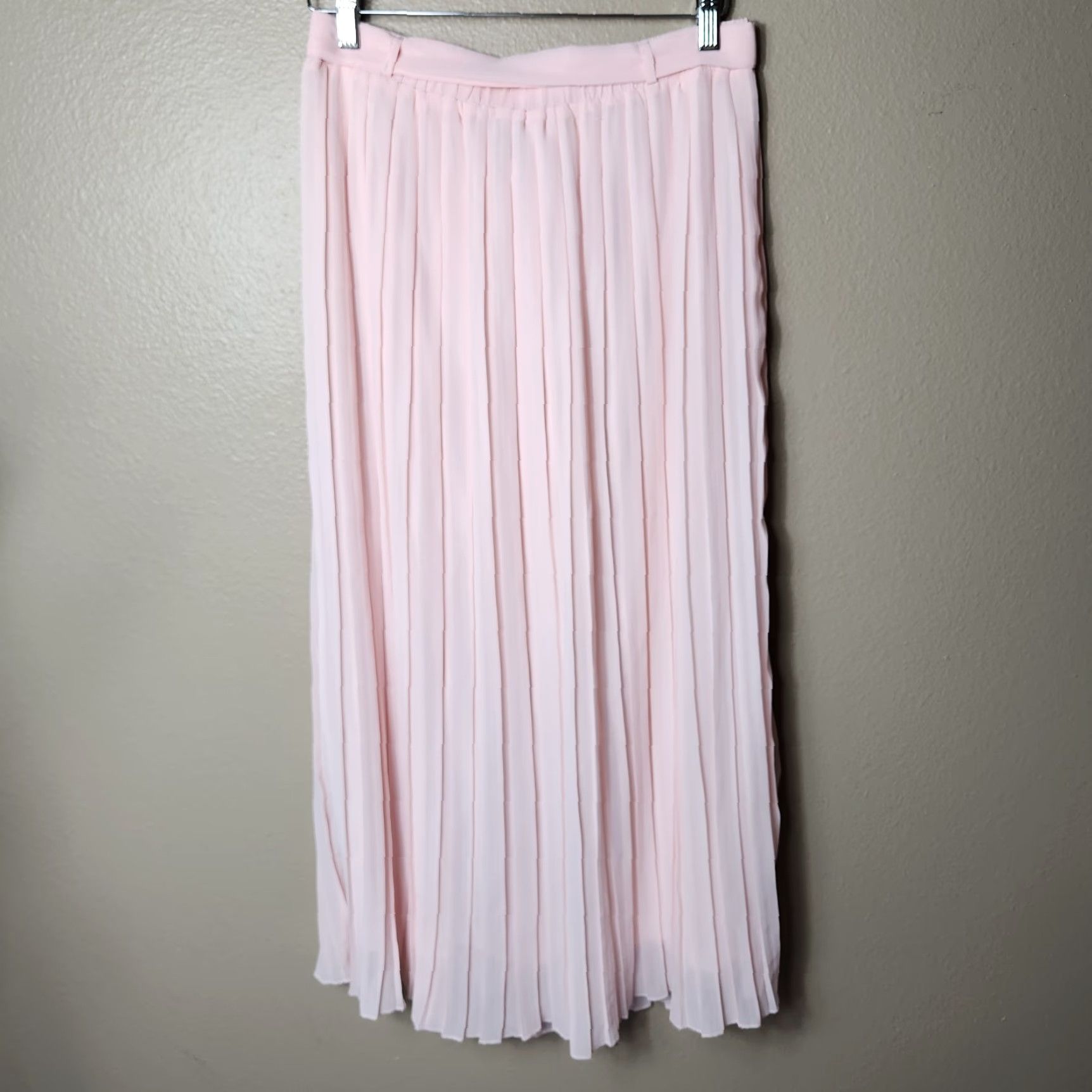 Joie Joie Womens L Skirt Maxi Micro Box Pleated Pastel Blush Pink w/Belt Size 36" / US 14 / IT 50 - 4 Thumbnail