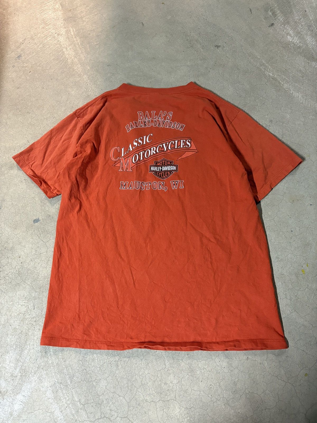 Harley Davidson × Vintage VTG 00’s Harley Davidson Graphic Pocket Tee T-shirt Orange Size US XL / EU 56 / 4 - 3 Thumbnail