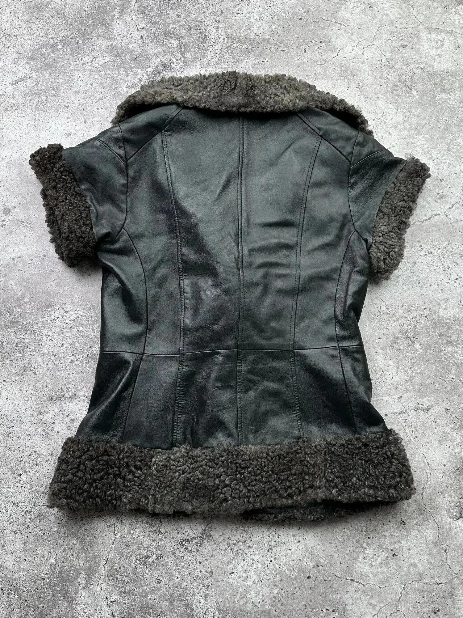 Genuine Leather Vintage Real Sheepskin/Leather Vest C95(V73) Size M / US 6-8 / IT 42-44 - 5 Thumbnail