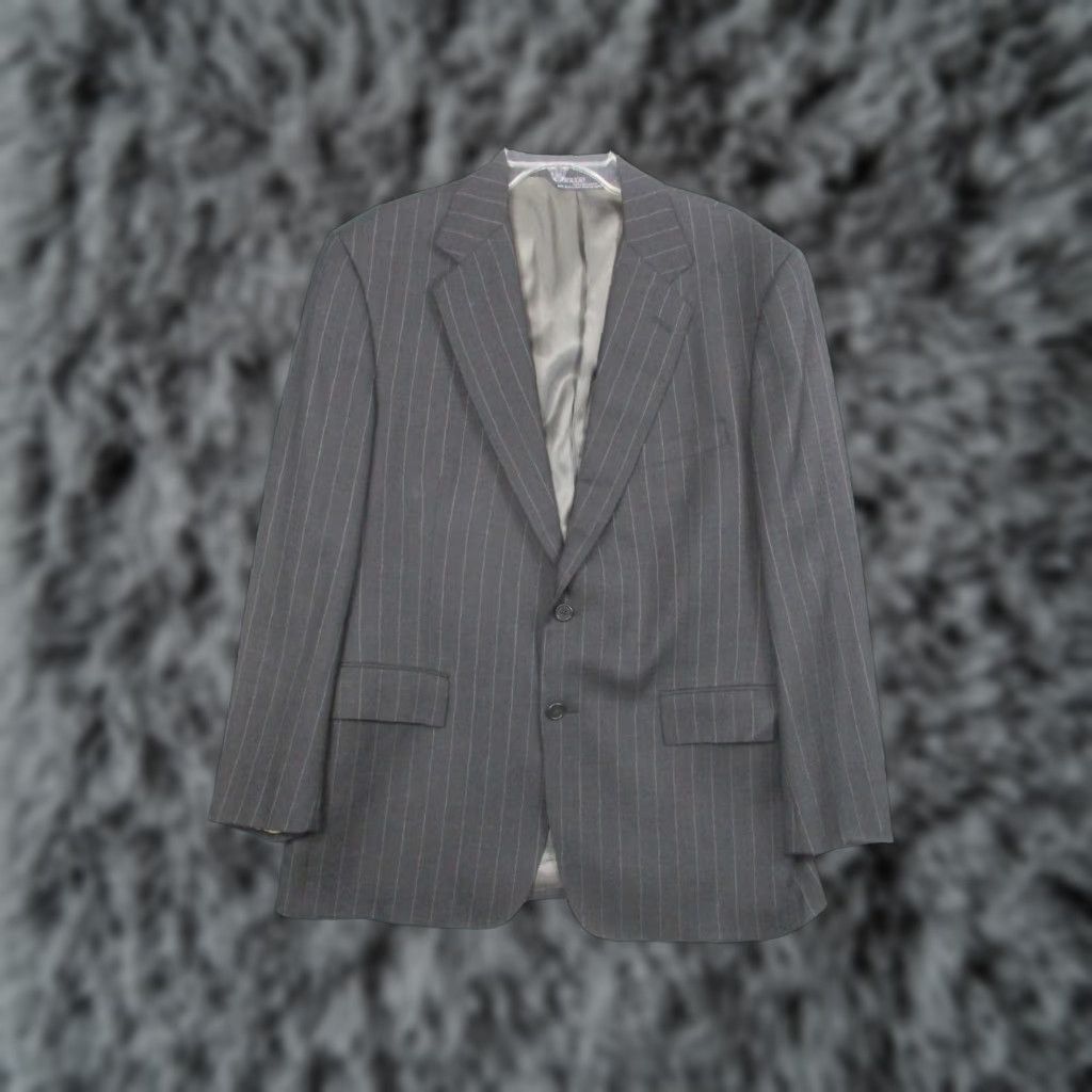 Polo Ralph Lauren Polo by Ralph Lauren Suit Jacket Men's Gray Pinstripe Wool 2-Button Notch Lapel Large 44 Regular Size US XXL / EU 58 / 5 - 1 Thumbnail