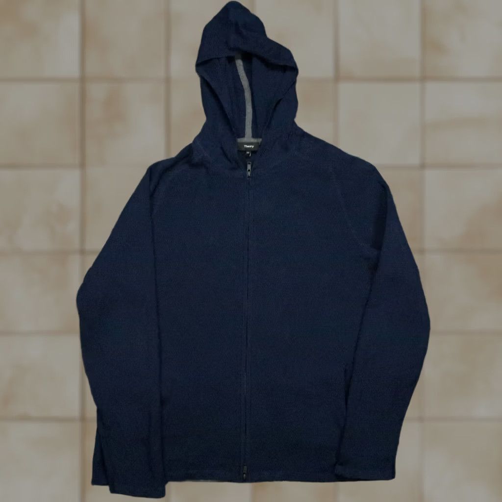 Theory Theory Hoodie Mens Large Blue Full Zip Pockets Hooded Shirt Sweater Knit Cotton Slim Regular Brand: Theory, Men, Blues Size US L / EU 52-54 / 3 - 1 Thumbnail