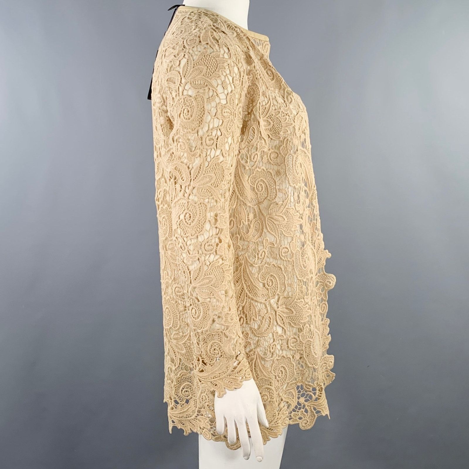 Ralph Lauren RALPH LAUREN Size 10 Khaki Cotton Lace Open Front Coat Size L / US 10 / IT 46 - 2 Thumbnail