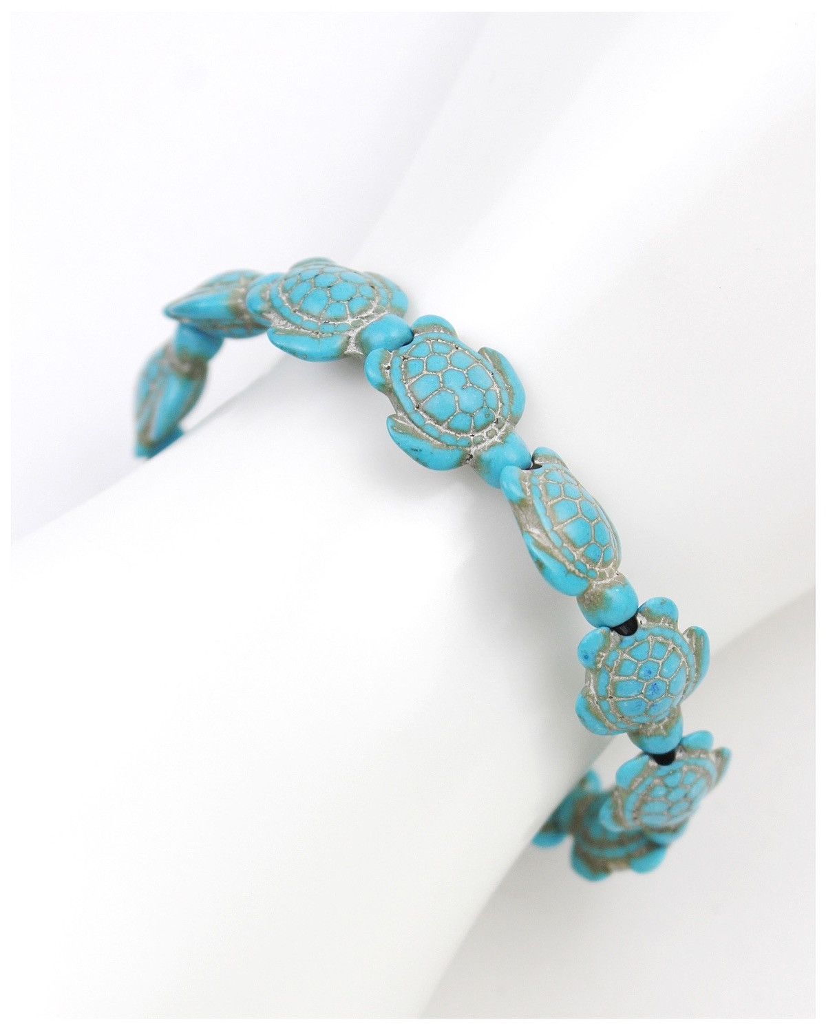 Vintage 2000S JAPANESE MADE TURQUOISE TURTLE BEADED STRETCH BRACELET Size ONE SIZE - 2 Thumbnail