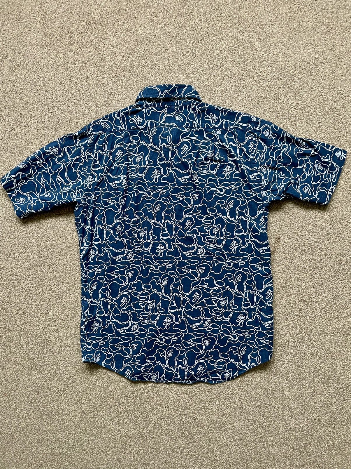 Bape BAPE linear ape head camo short sleeve shirt - navy - Size M Size US M / EU 48-50 / 2 - 2 Thumbnail