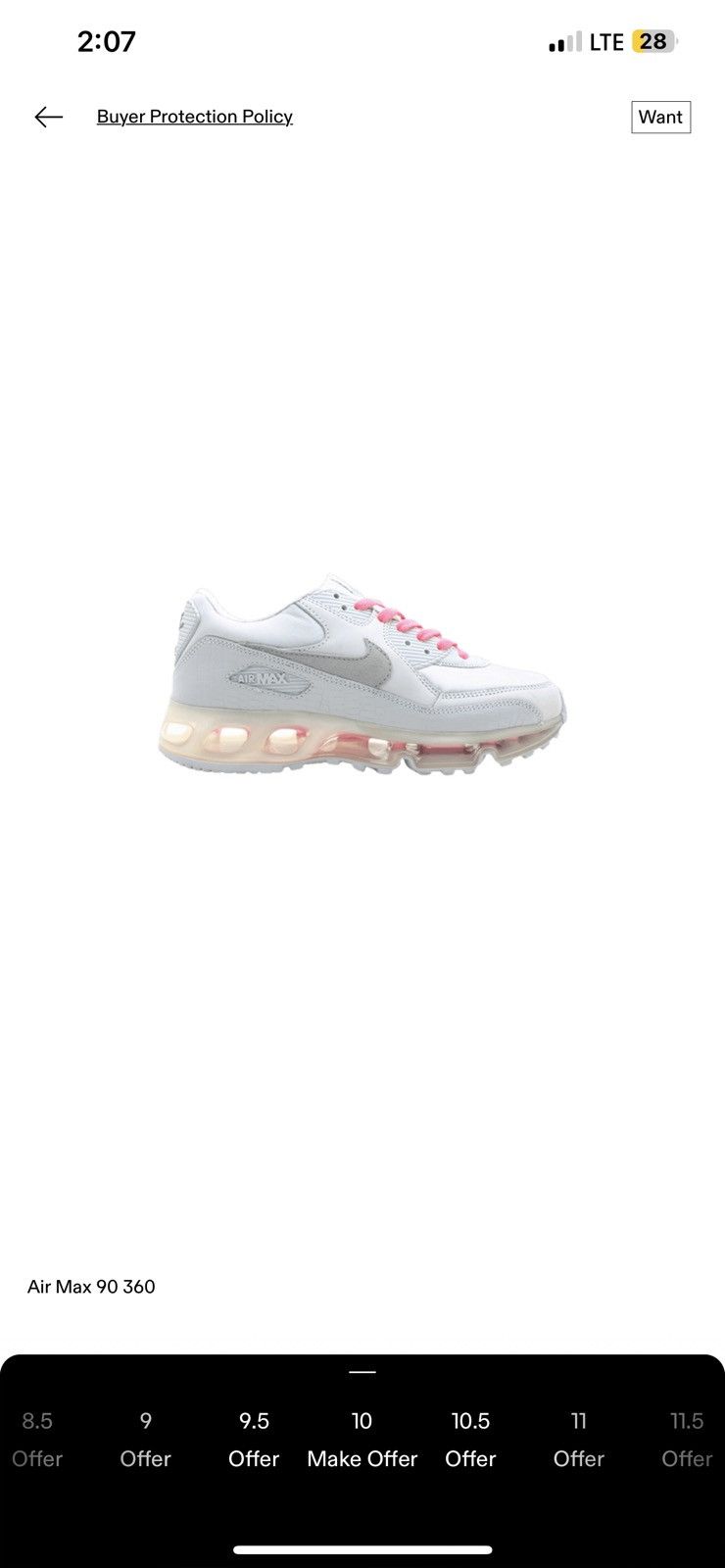Nike Streetwear Vintage Air Max 90 360 One Time Only Grey pink Crocodile 2007 Grailed