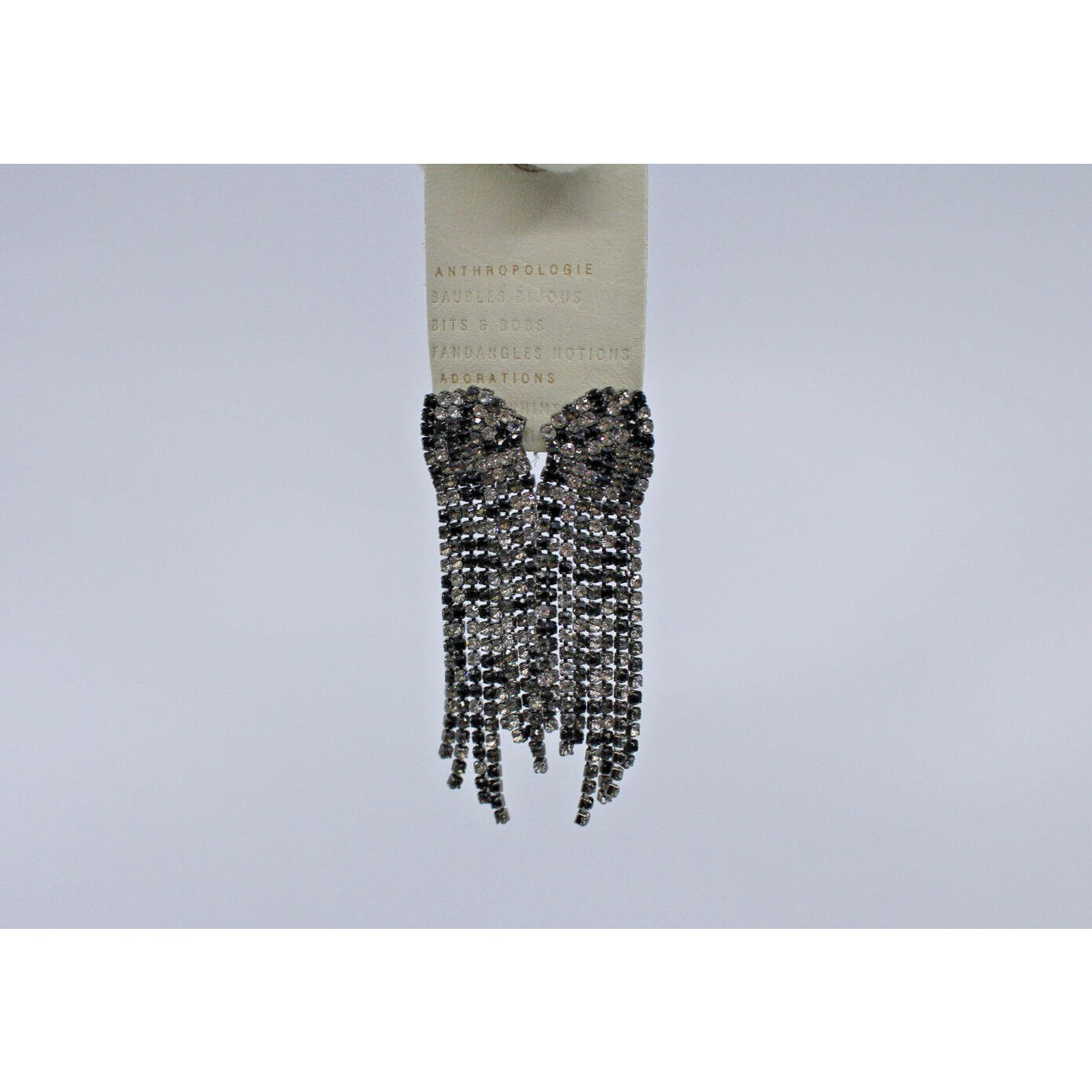 Anthropologie New Anthropologie Festive Gunmetal Crystal Blk Earrings $48 Size ONE SIZE - 3 Thumbnail