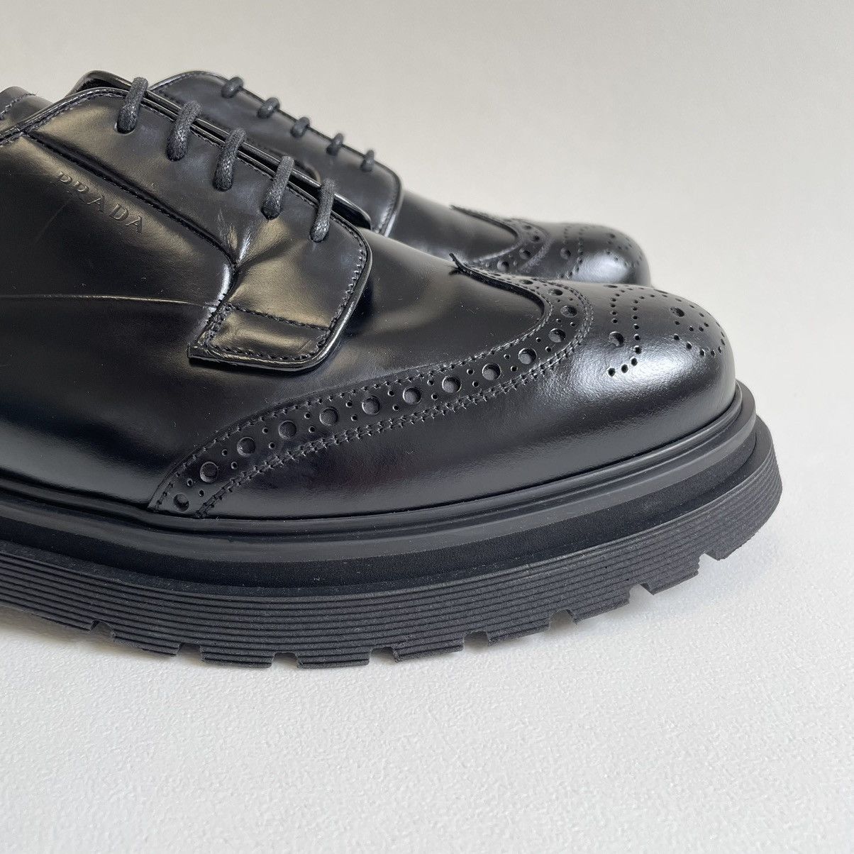 Prada A/W 19 Spazzolato Leather Brogue Shoes Size US 10 / EU 43 - 8 Thumbnail