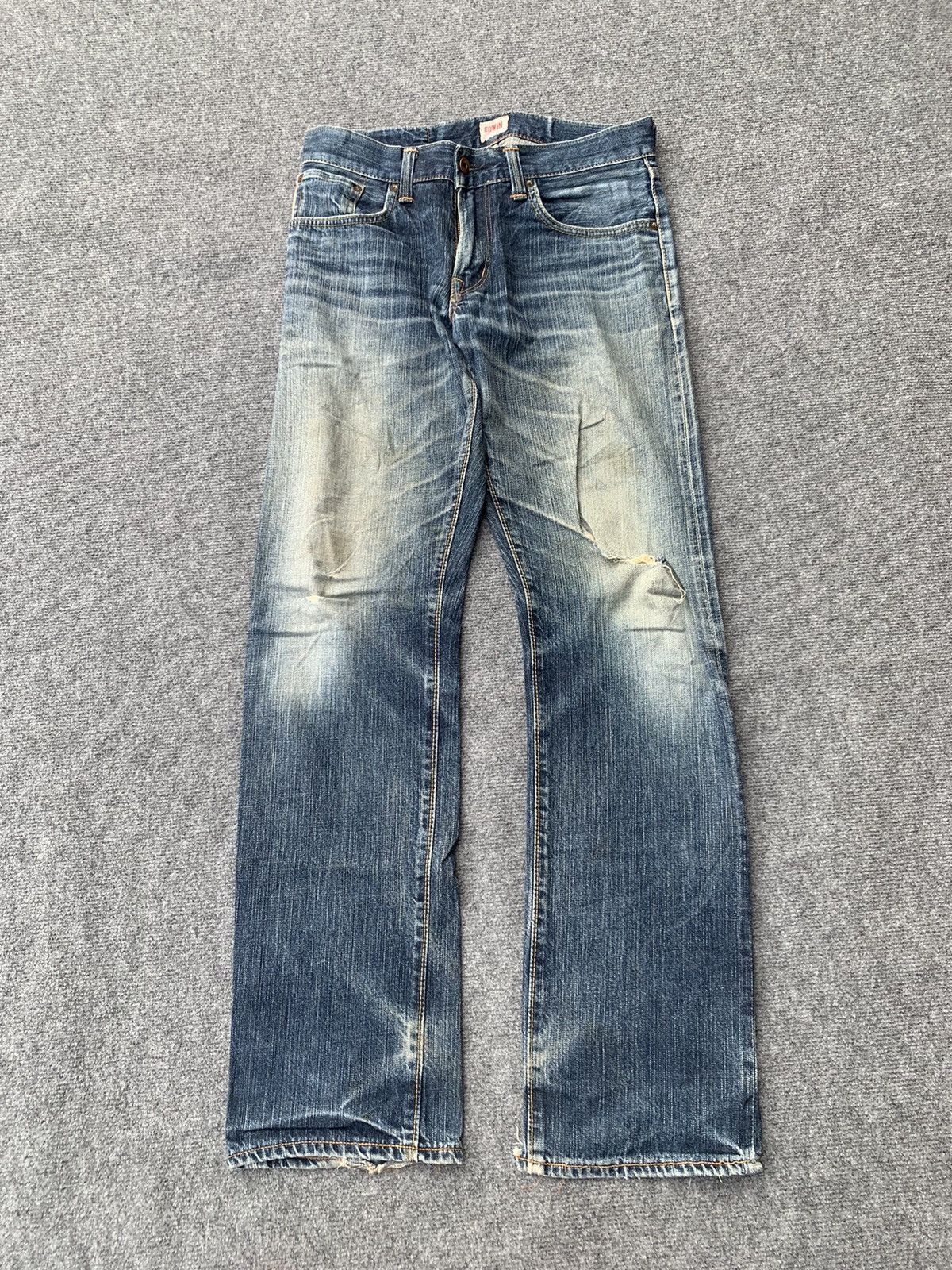 Pre-owned Archival Clothing X Edwin Distressed Edwin Selvedge Nice Faded Blue In Faded Check