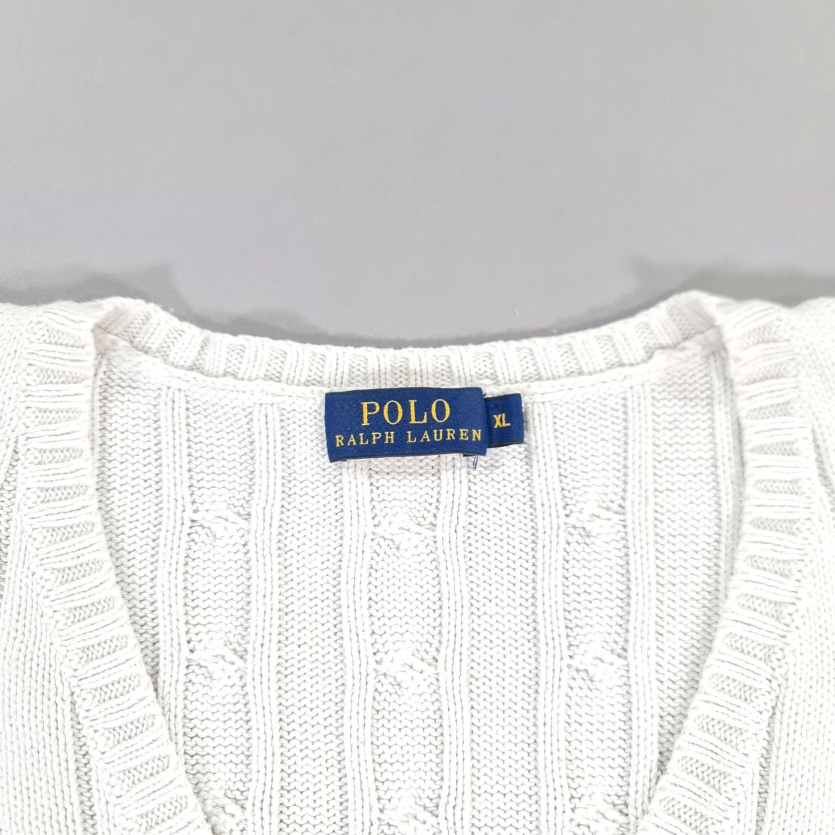 Polo Ralph Lauren Polo Ralph Lauren Jumper Womens XL Cable Knit Cotton Pullover V-Neck White Size XL / US 12-14 / IT 48-50 - 3 Thumbnail