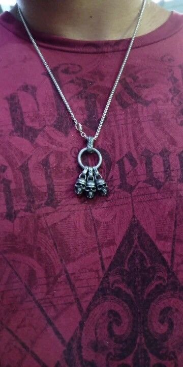 Vintage Skull Punk 3pendant Chain Necklace Size ONE SIZE - 4 Thumbnail