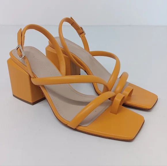 Lafayette 148 LAFAYETTE 148 Yellow Calfskin Leather Heeled City Sandals 38 Size US 8 / IT 38 - 3 Thumbnail