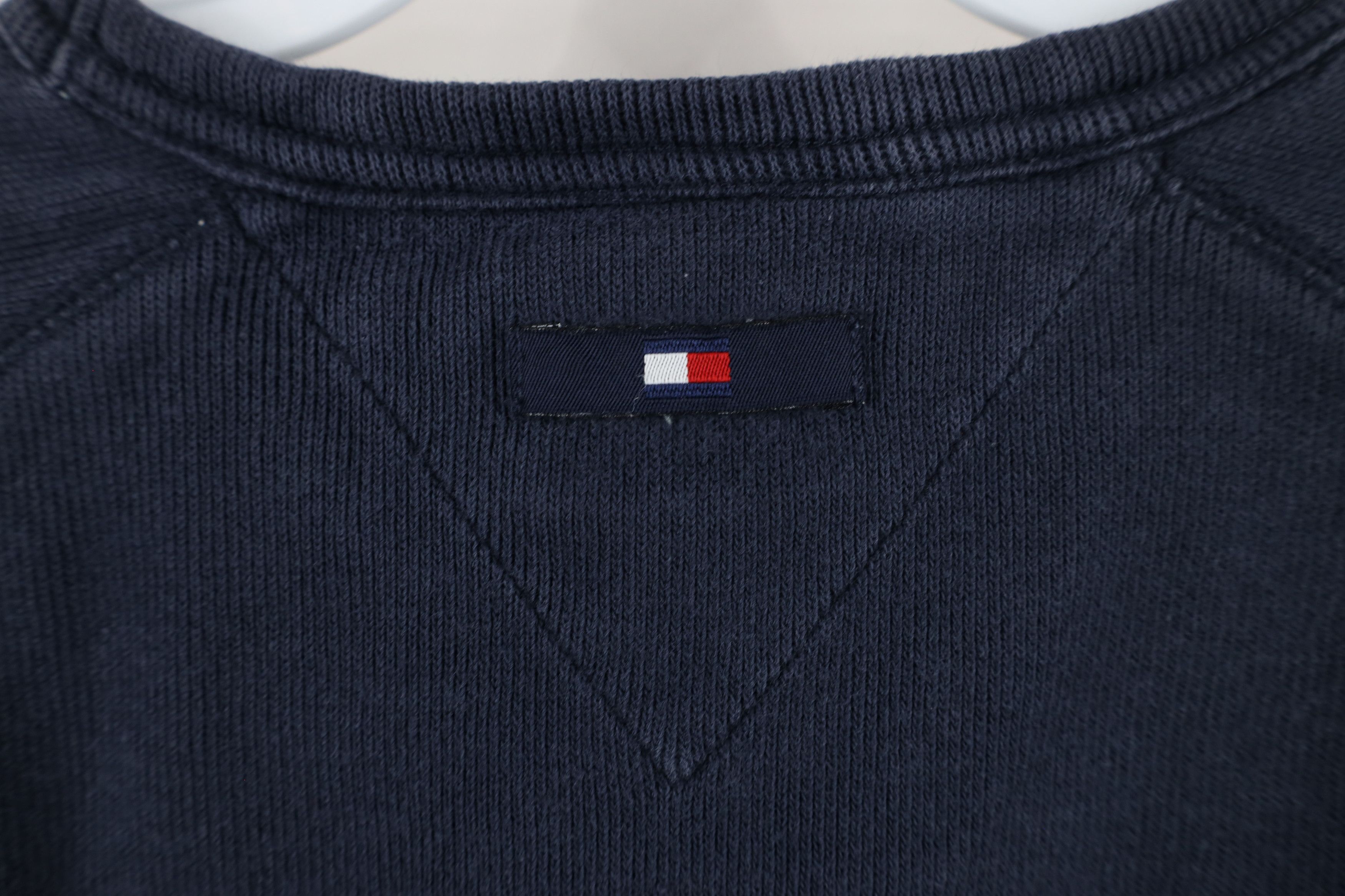 Tommy Hilfiger × Vintage Vintage 90s Tommy Hilfiger Knit Chain Stitch T-Shirt Blue Size US XXL / EU 58 / 5 - 11 Thumbnail