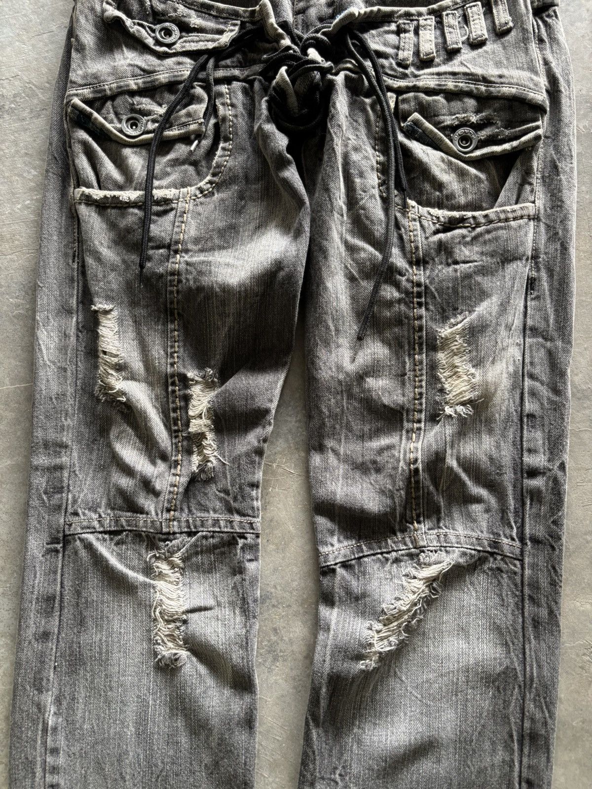 Japanese Brand Distressed double waist lace up jeans punk grungy stye Size US 32 / EU 48 - 8 Thumbnail