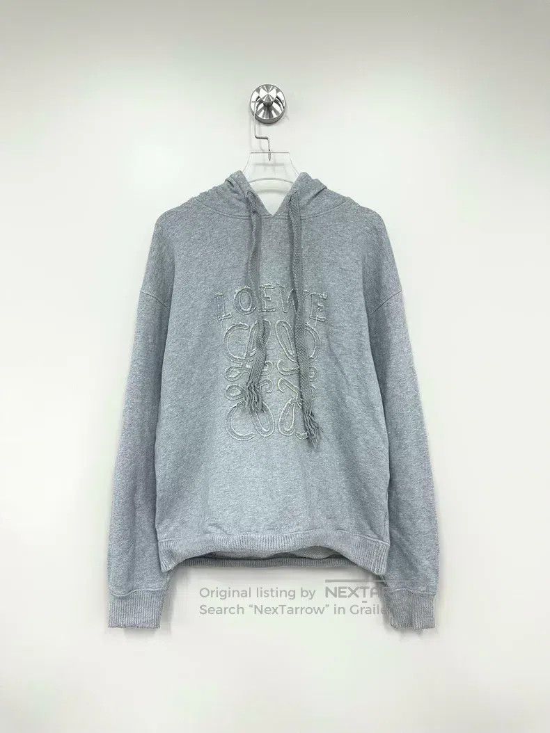 Loewe Loewe Gray Fringe Embroidered Logo Hooded Sweatshirt Size M / US 6-8 / IT 42-44 - 1 Thumbnail
