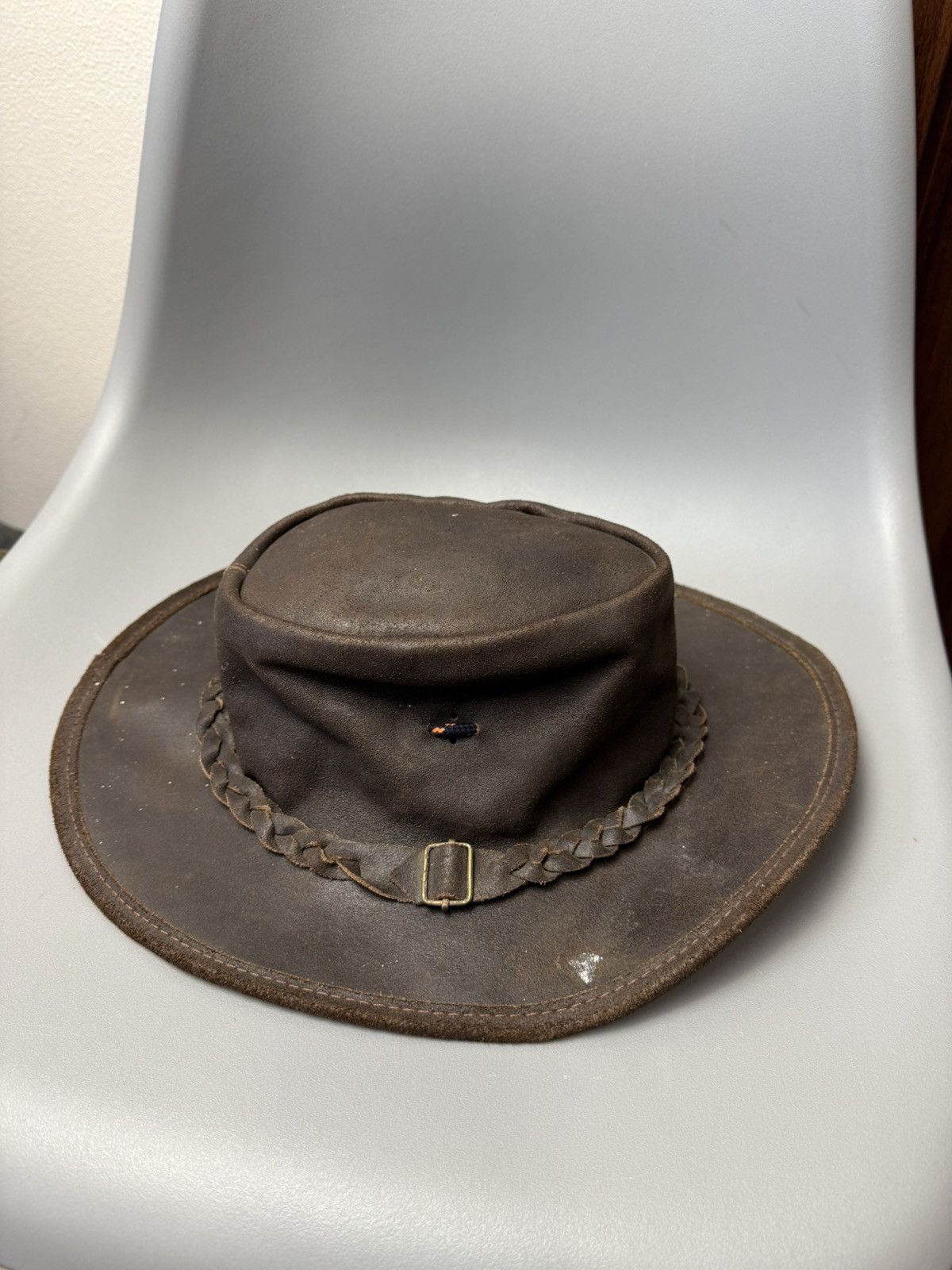 Leather American Cowboy Hat Australian Western Aussie Brown Leather Size ONE SIZE - 3 Thumbnail