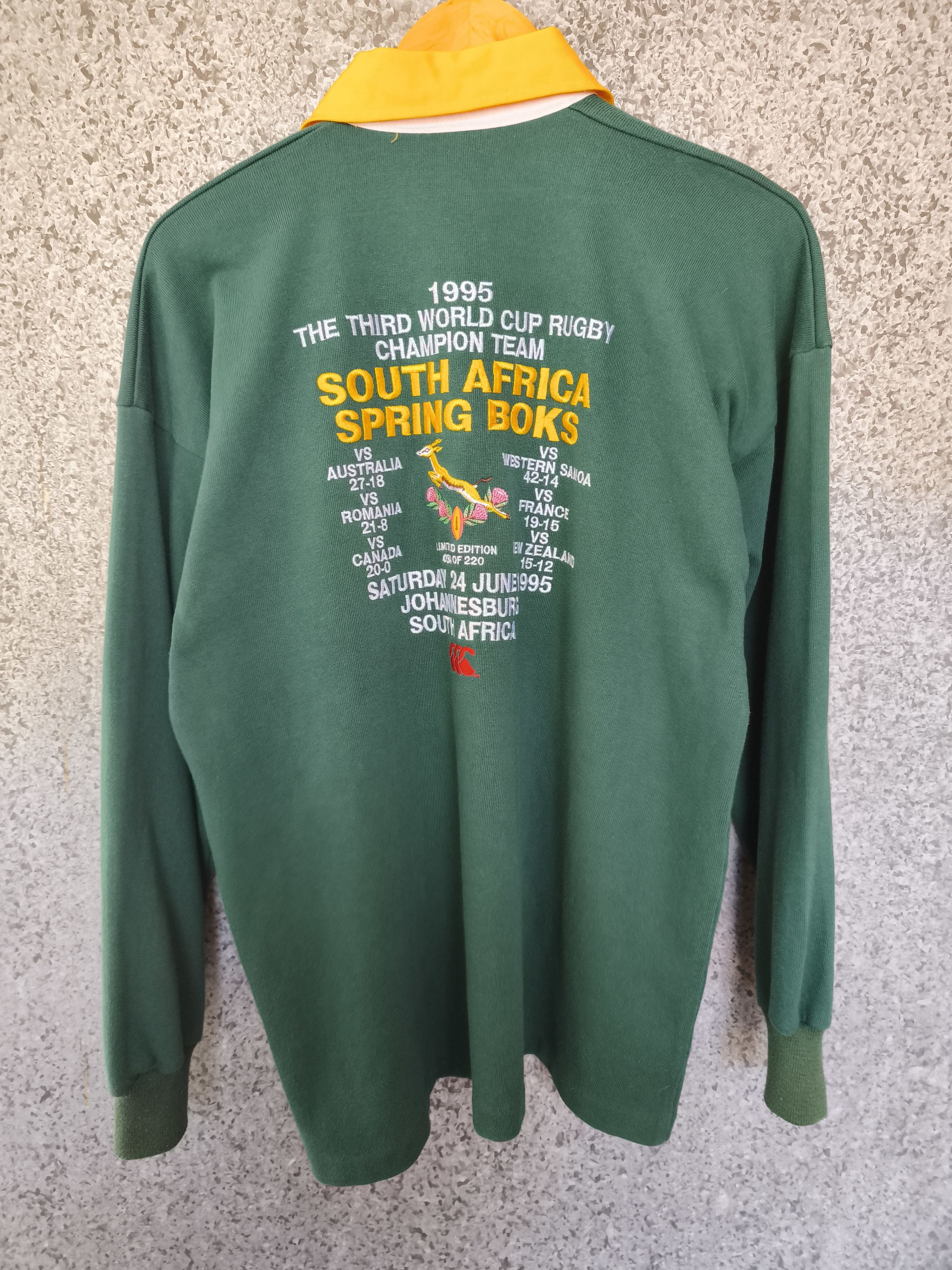 Canterbury of New Zealand 🔥Rare🔥Vintage 1995 World Cup Rugby Champion South Africa Size US L / EU 52-54 / 3 - 6 Thumbnail
