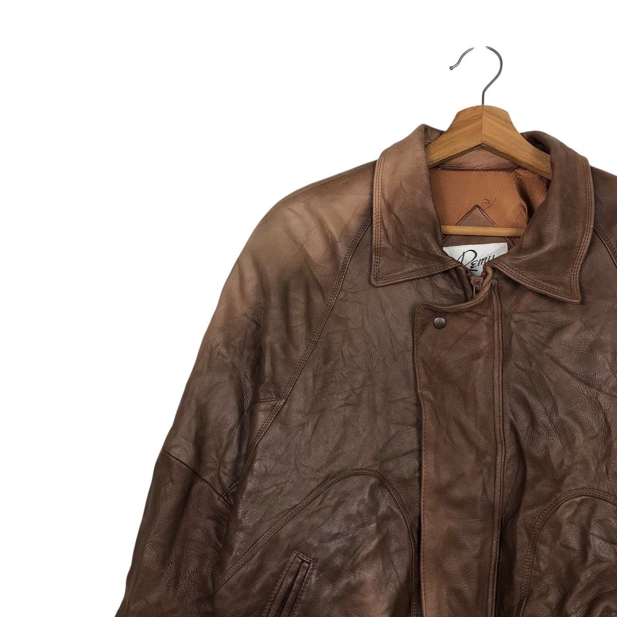 Japanese Brand Vintage Fly Bomber Leather Jacket Remy Blanket Issey Miyake Size US M / EU 48-50 / 2 - 8 Thumbnail