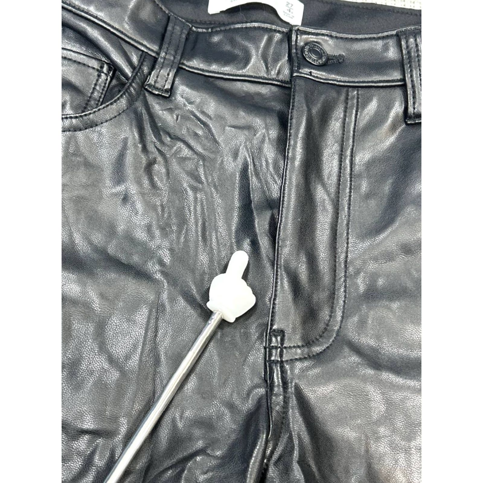 Abercrombie & Fitch Abercrombie & Fitch The 90s Straight Leg High Rise 27 Black Faux Leather Pants Women Regular XS? Size ONE SIZE - 4 Thumbnail