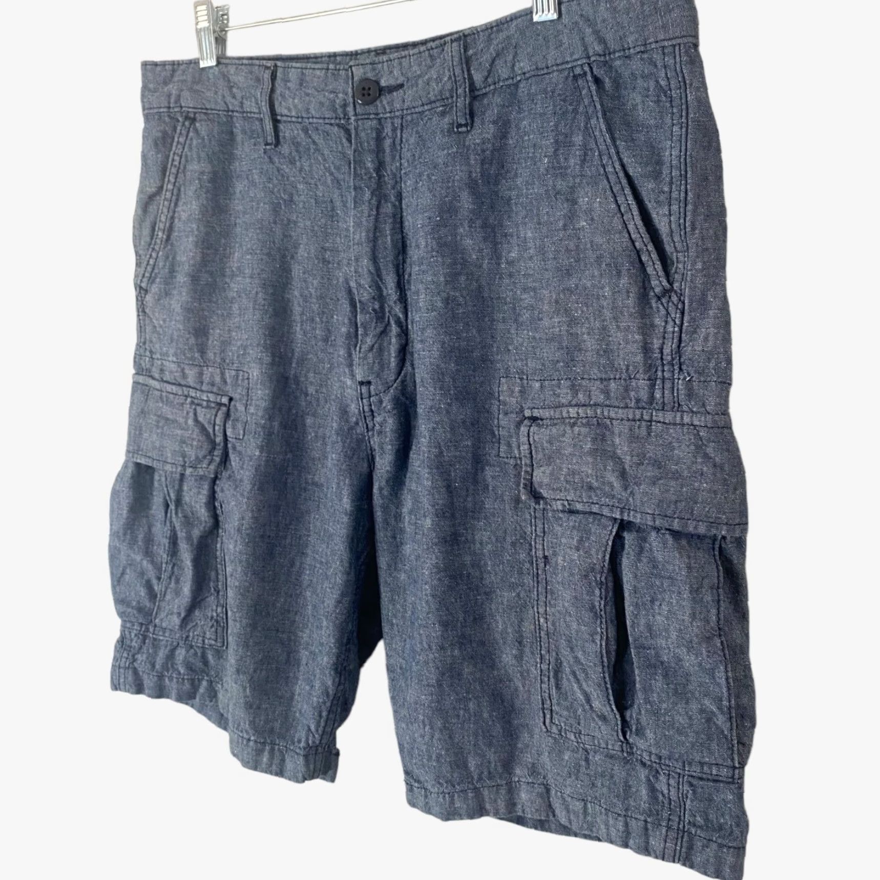 Levi's VINTAGE Levi's Carrier Cargo Shorts Mens 34 Blue Linen Blend Cargo Pocket 6-Pockets Outdoor Casual Shorts Mens Size US 34 / EU 50 - 2 Thumbnail
