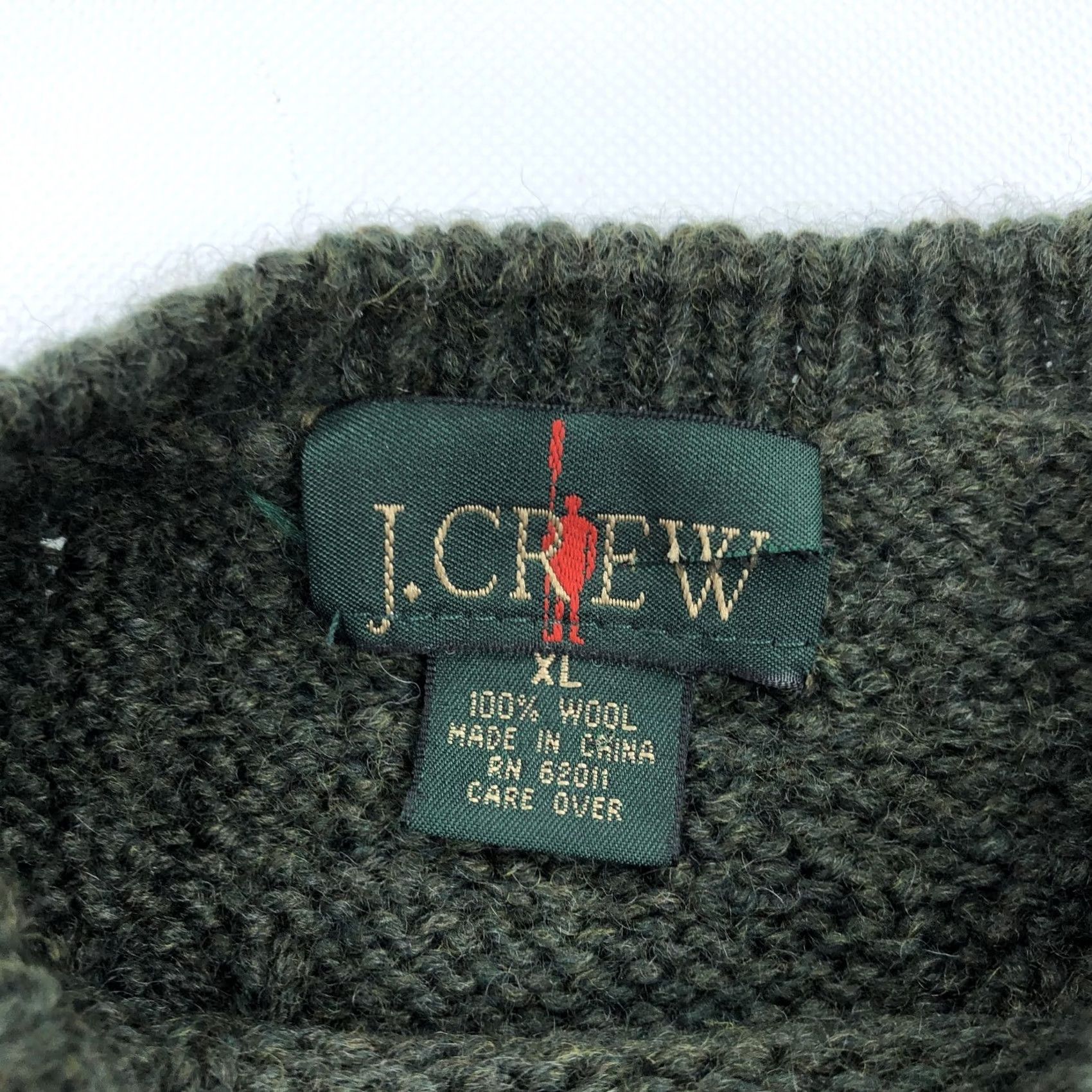 J.Crew VINTAGE J.CREW Men XL Green Cable Knit Wool Crew Neck Sweater Oarsman Size US XL / EU 56 / 4 - 5 Thumbnail