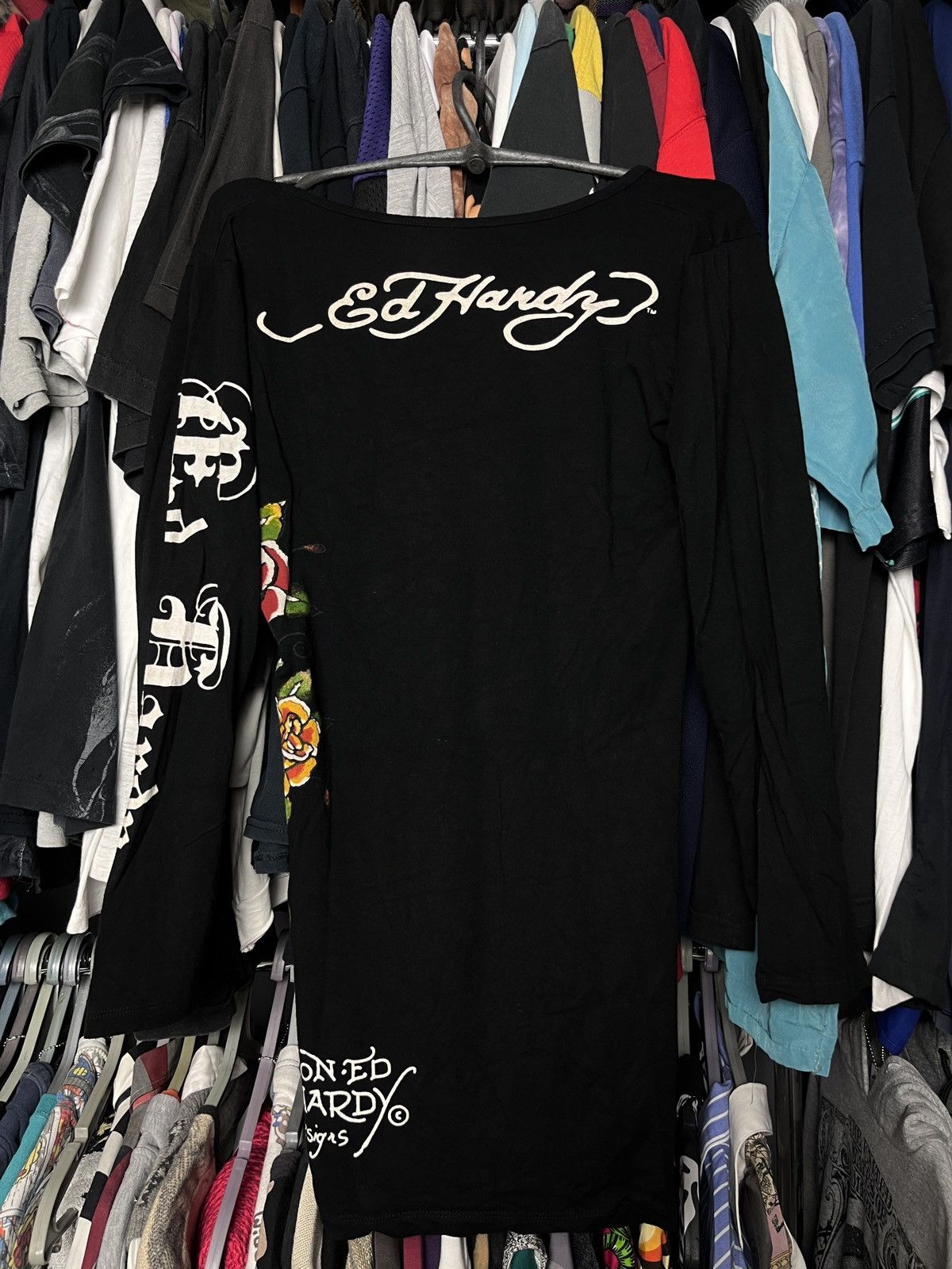 Christian Audigier ED HARDY CHRISTIAN AUDIGIER Y2000K LONG SLEEVE DRESS - 1364 Size L / US 10 / IT 46 - 3 Thumbnail