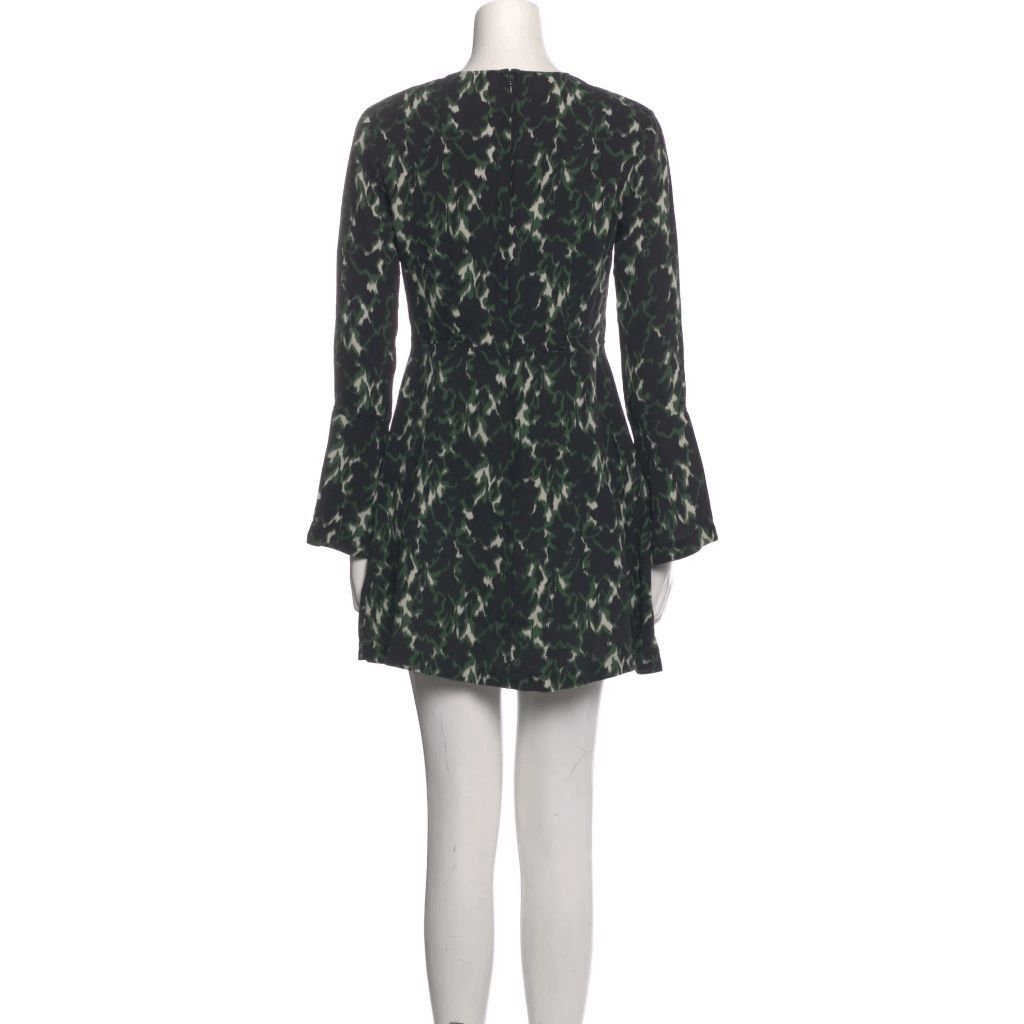 A.L.C. Green Silk Printed Long Sleeve Mini Dress Women's Size M -  www.hmcgarage.com