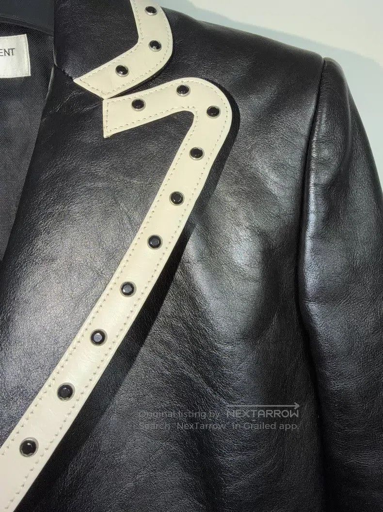 Saint Laurent Paris Saint Laurent Paris Black and White Diamond StudDED Leathe Size XXS / US 00 / IT 34 - 3 Thumbnail
