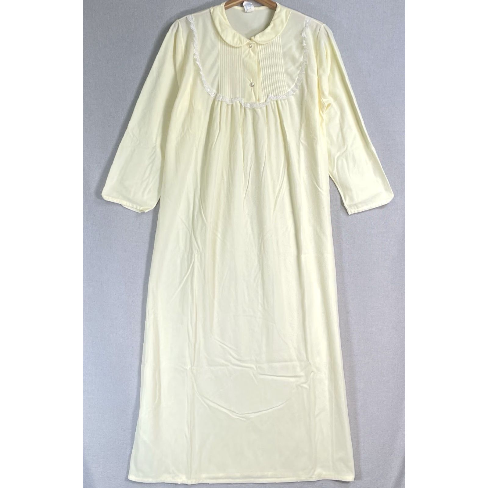 Vintage VINTAGE Katz Nightgown Dress Yellow Lace Ruffle Cottagecore Sleeveless Round Neck Medium M Womens Dress Late 20th Century USA Size M / US 6-8 / IT 42-44 - 2 Thumbnail