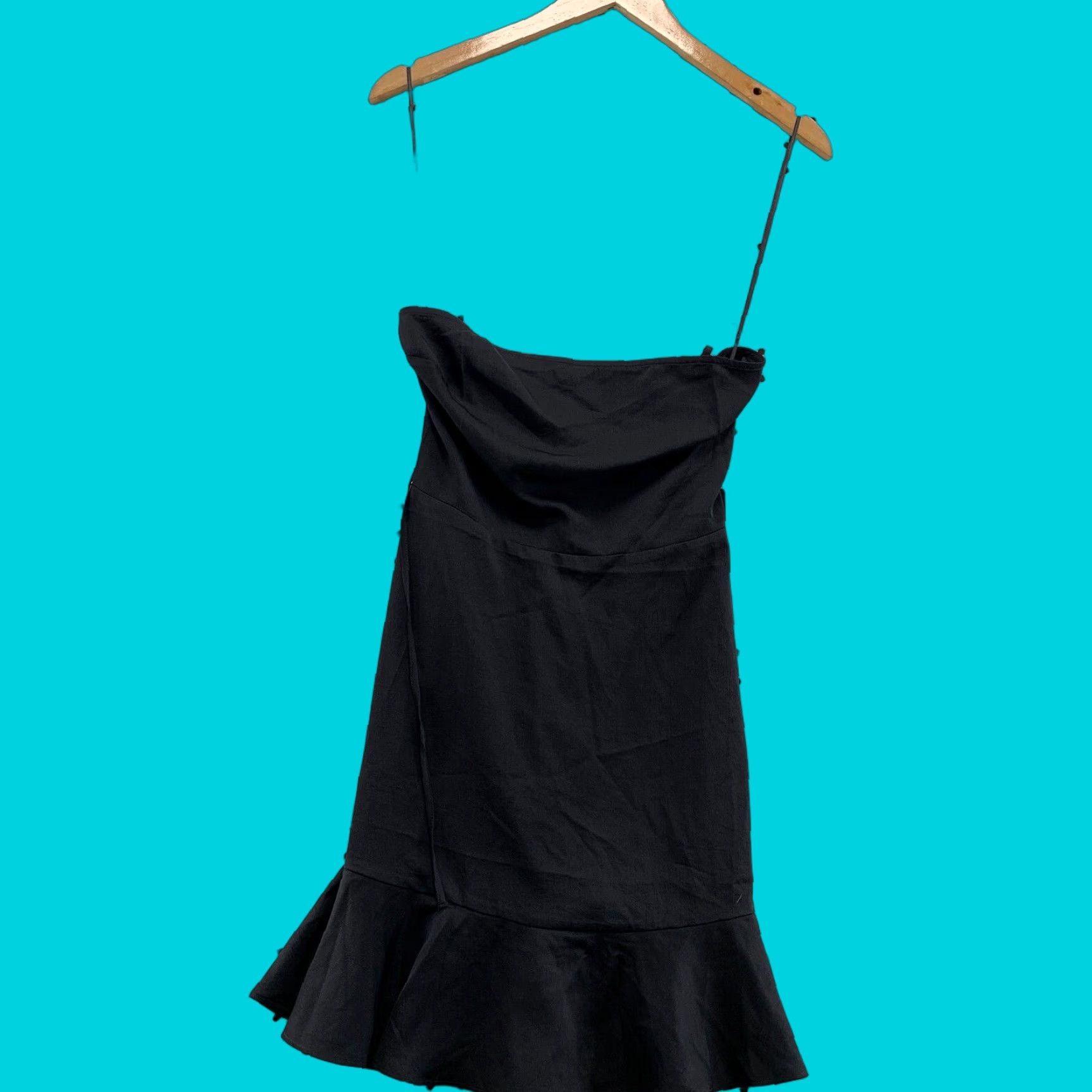 Express VINTAGE Express Black Satin Cocktail Dress with Ruffle Bottom XS Women's Party Mini Evening Size 26" / US 2 / IT 38 - 1 Thumbnail