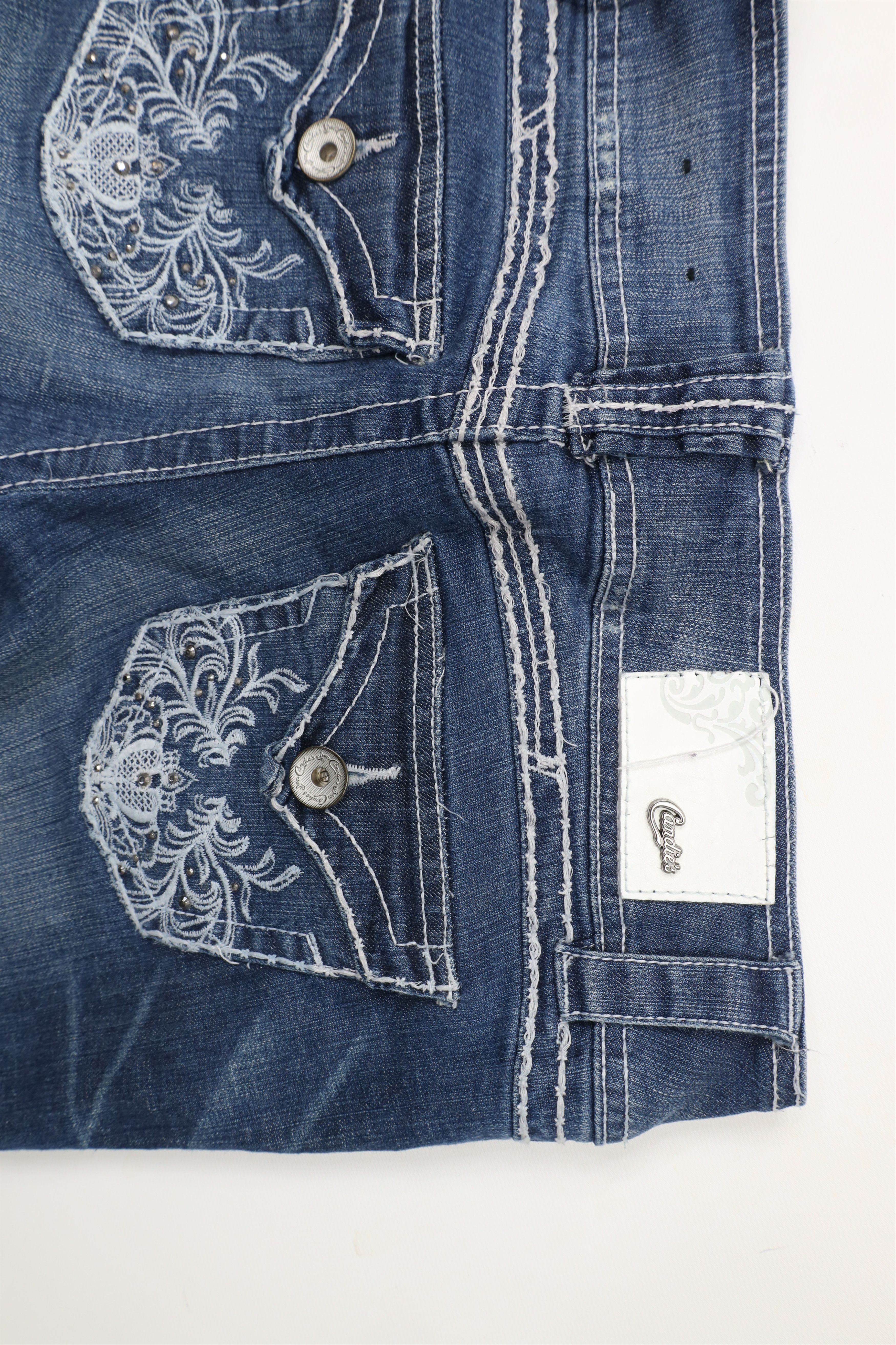 Vintage Vintage 90s Y2K Candies Thick Stitch Wide Leg Flared Jeans Size 27" / US 4 / IT 40 - 12 Thumbnail