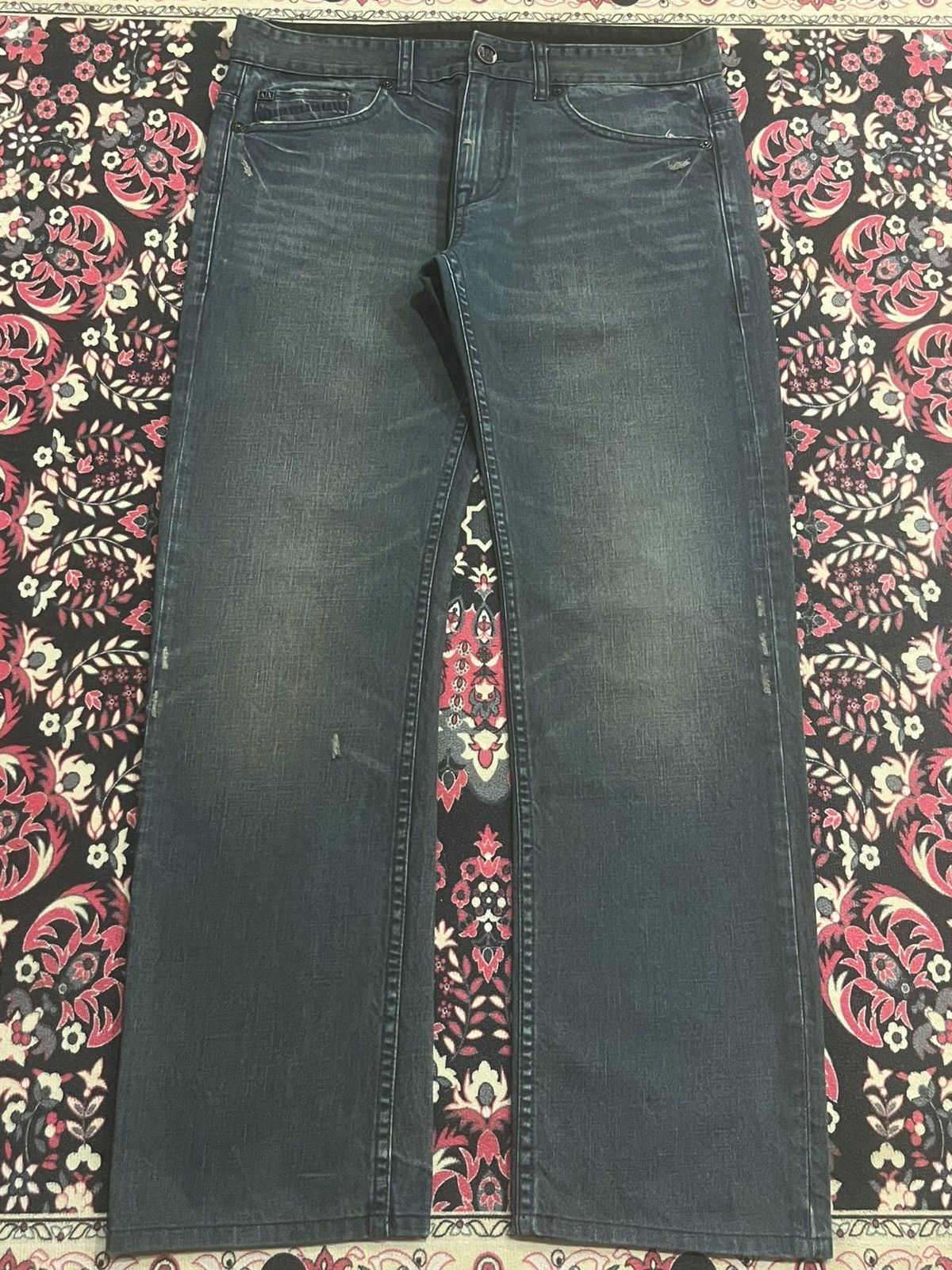 Armani Armani Exchange Dark Whisker Washed Straight Leg Jeans Size US 31 - 1 Thumbnail