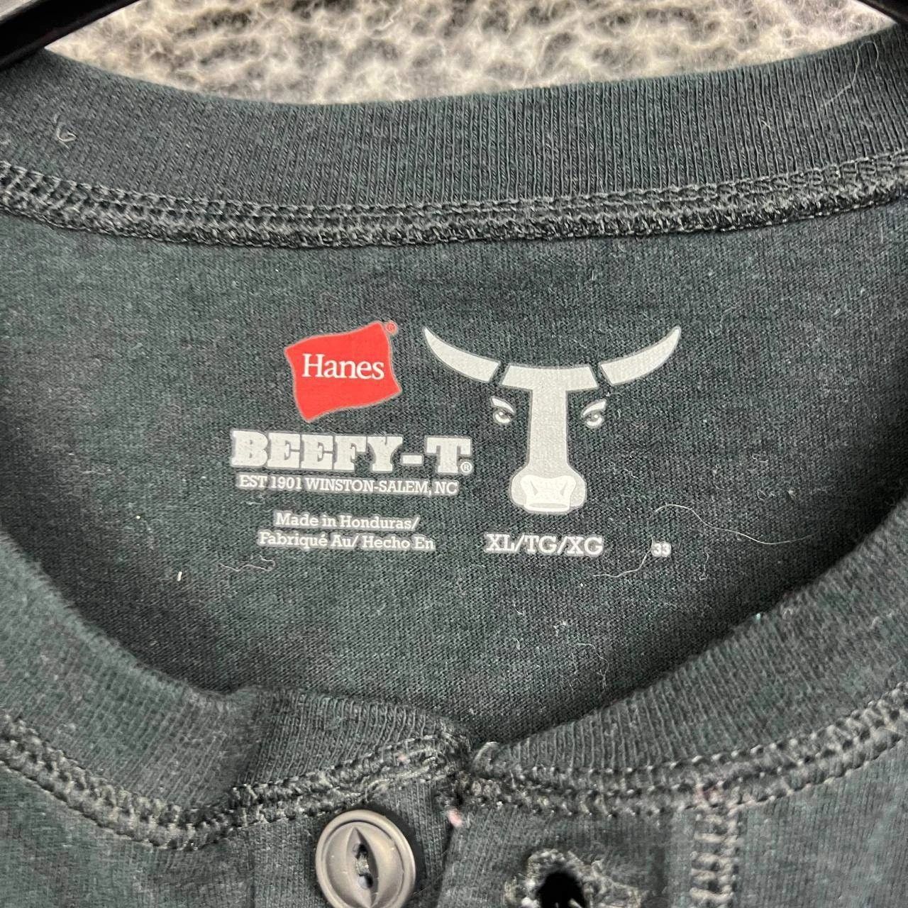 Hanes Hanes Beefy-T Shirt Men Black Plain Long Sleeve Henley XL Size US XL / EU 56 / 4 - 5 Thumbnail