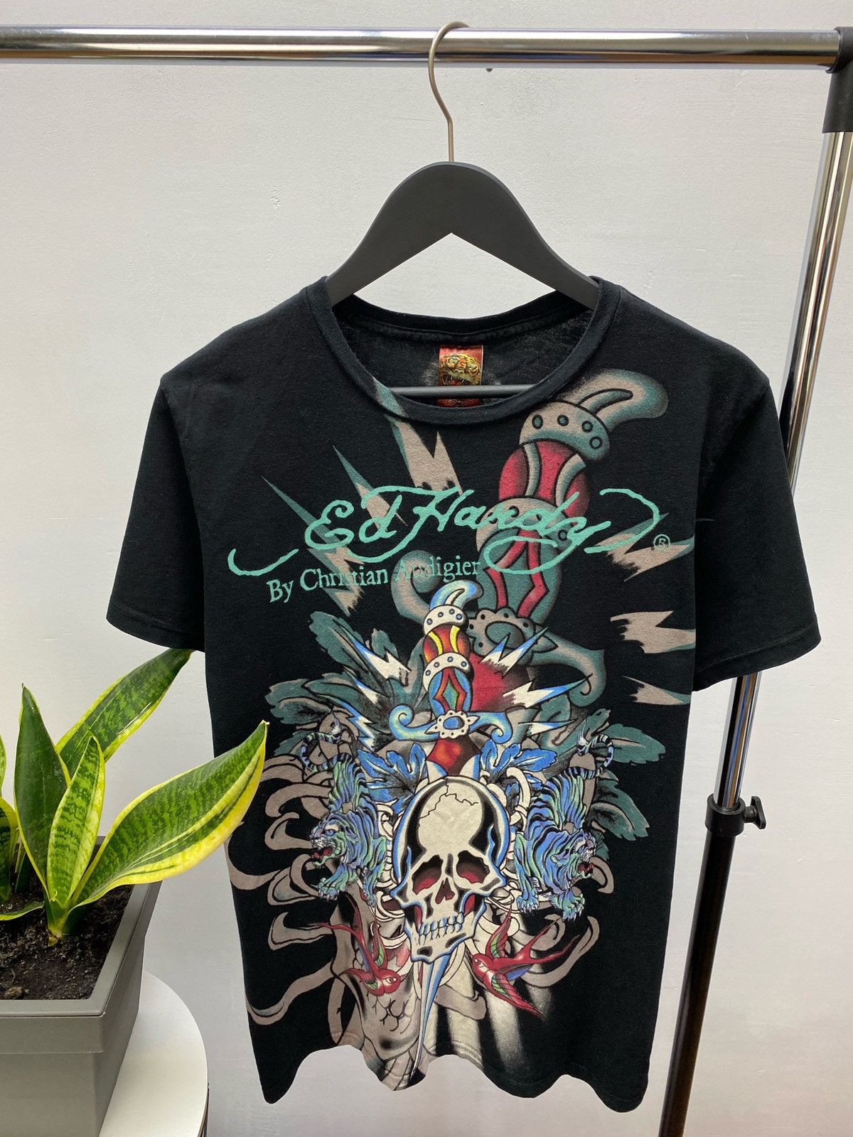 Christian Audigier Christian Audigier Crazy Y2K Ed Hardy Skull T-Shirt Vintage Size US L / EU 52-54 / 3 - 5 Thumbnail