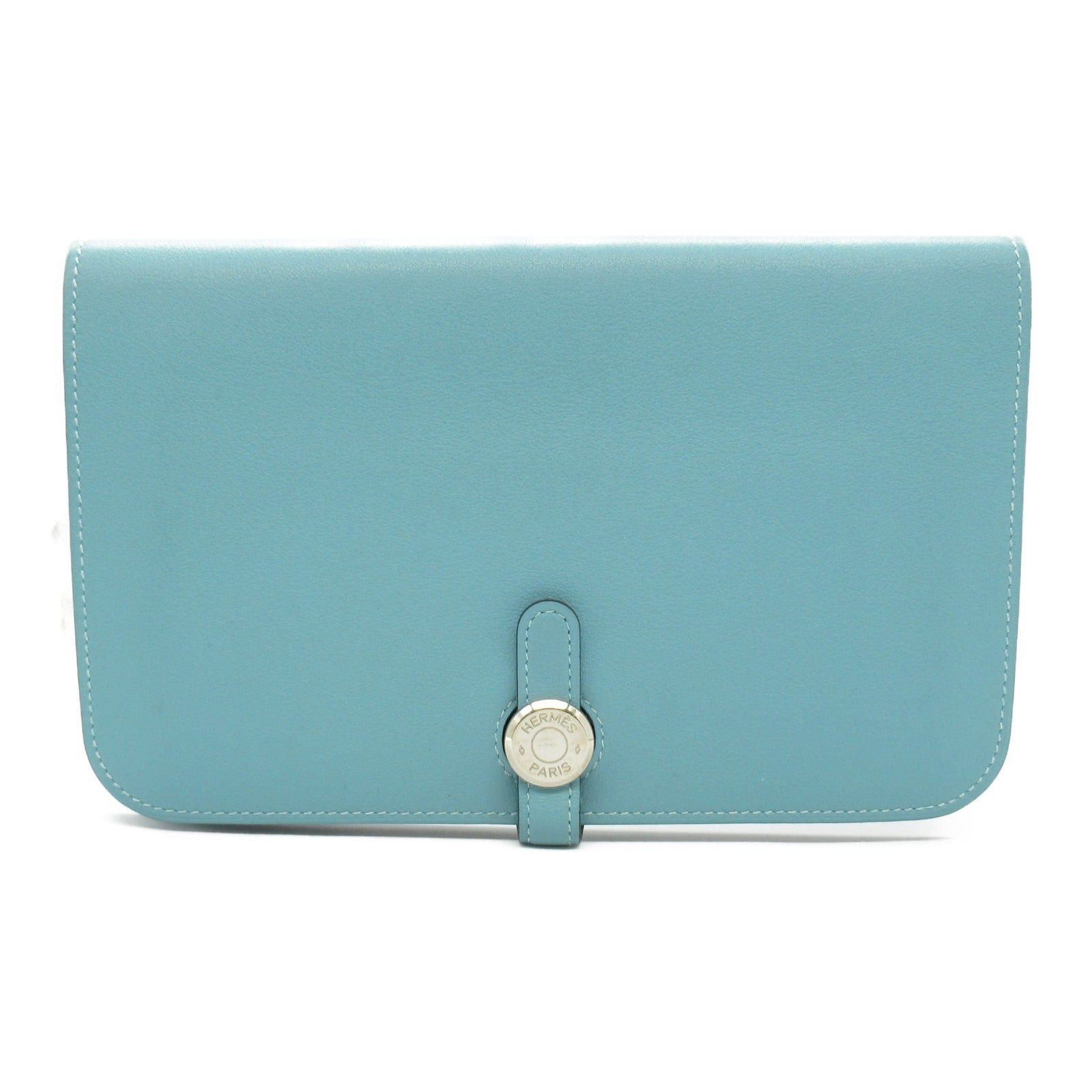 Hermes Hermes Dogon Gm Lagon Bi-Fold Long Wallet Leather Veau Swift Blue Silver Hardware X Stamp Size ONE SIZE - 1 Thumbnail