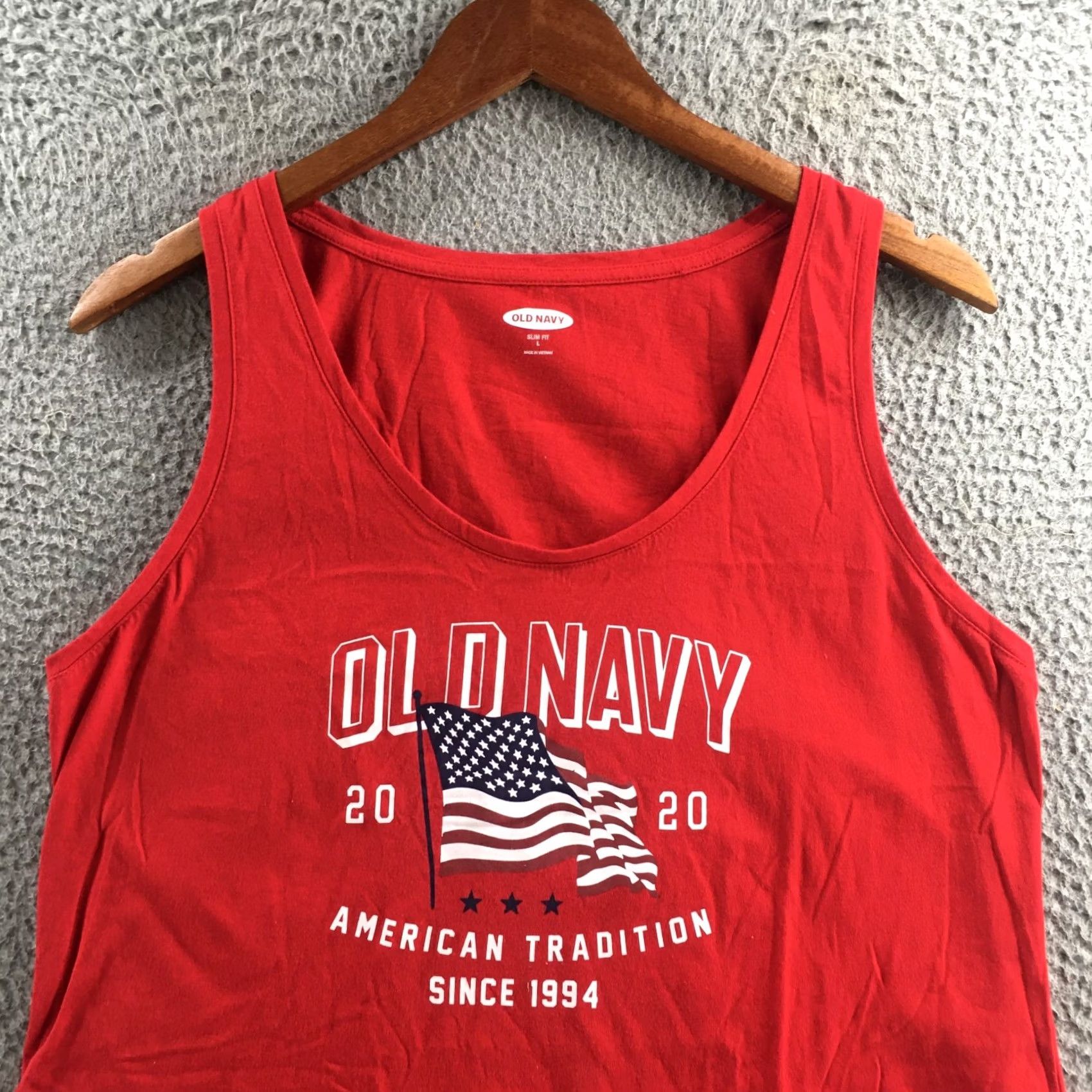 Old Navy Old Navy Tank Top Red Slim Fit Womens L Sleeveless American Flag Cotton Blend Tank Top Size L / US 10 / IT 46 - 2 Thumbnail