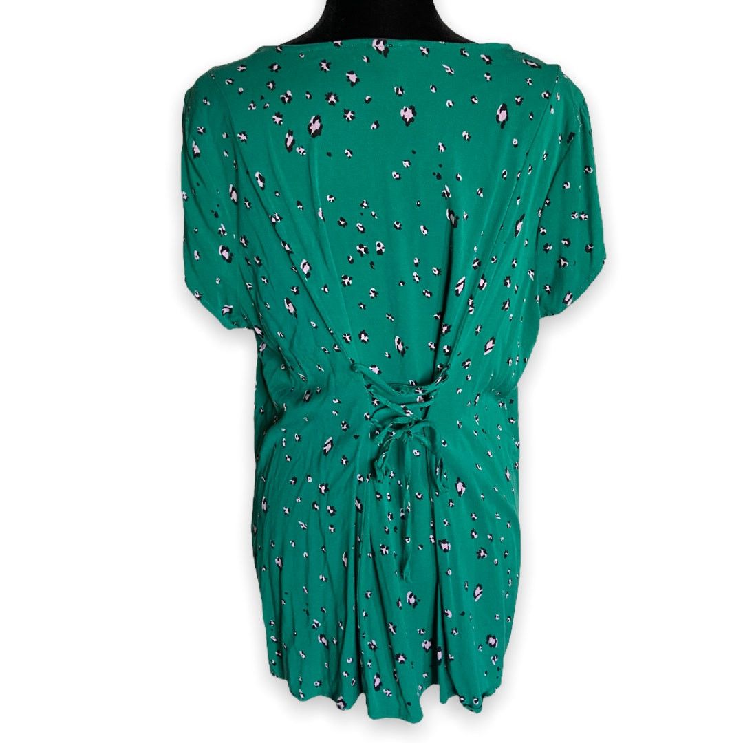Other Torrid Emerald Green Challis Leopard Button & Corset Back 2 Size XXL / US 16-18 / IT 52-54 - 5 Thumbnail