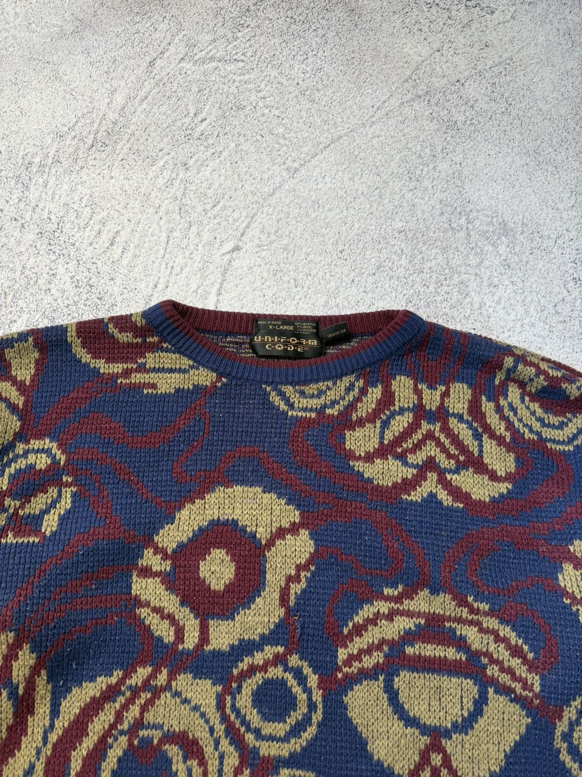 Japanese Brand VINTAGE Uniform Code Mens Crew Neck Geometric Sweater Y2K Size US L / EU 52-54 / 3 - 12 Thumbnail