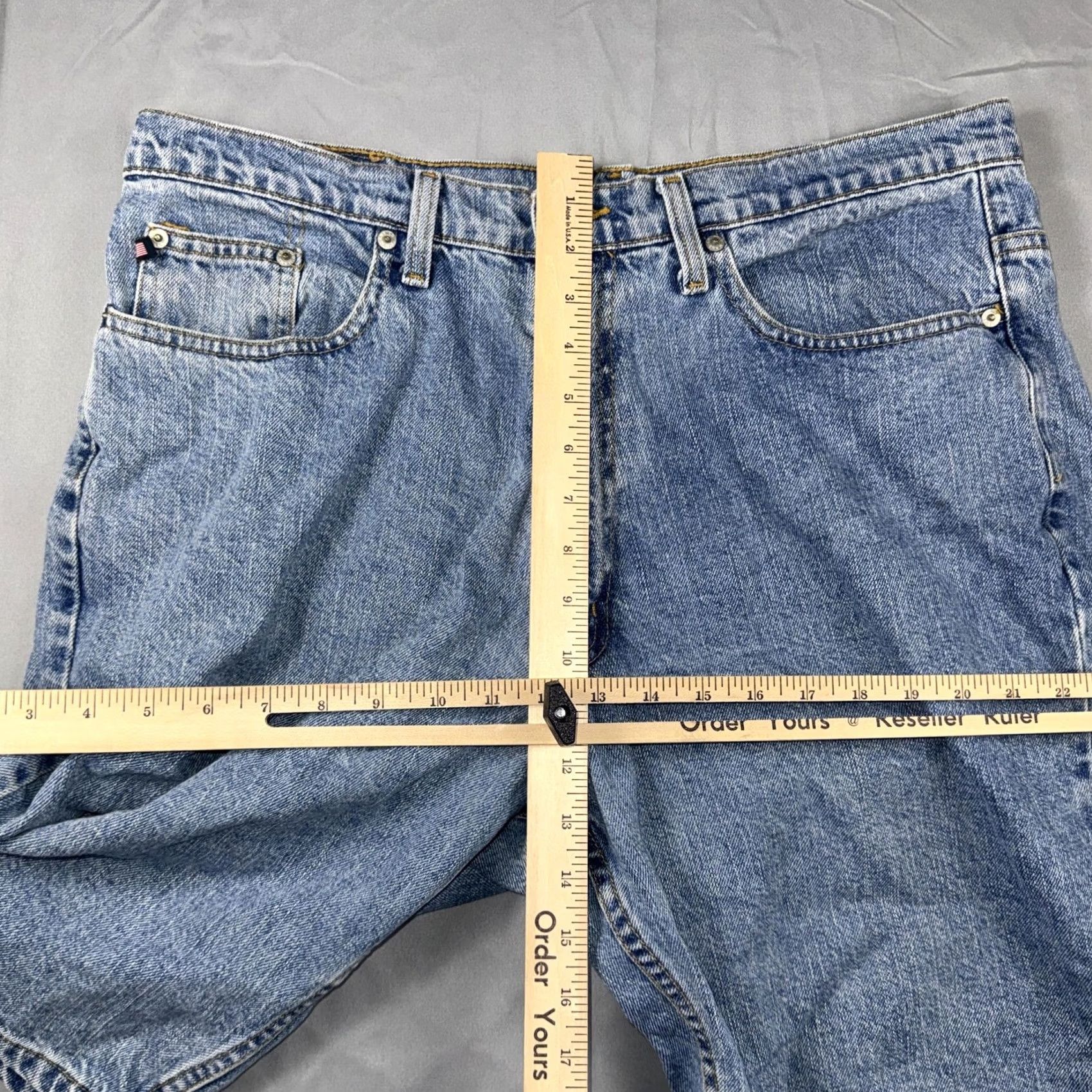 Vintage Polo Jeans Co. Banner Shorts Bermuda Denim Light Wash 33 Mens Classic Five-Pocket 90s Vibe Size US XS / EU 42 / 0 - 7 Thumbnail