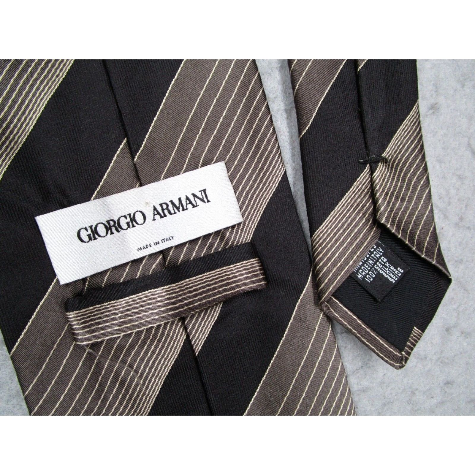 Giorgio Armani Giorgio Armani Neck Tie Mens Brown Striped Silk Designer Workwear Made in Italy Size ONE SIZE - 2 Thumbnail