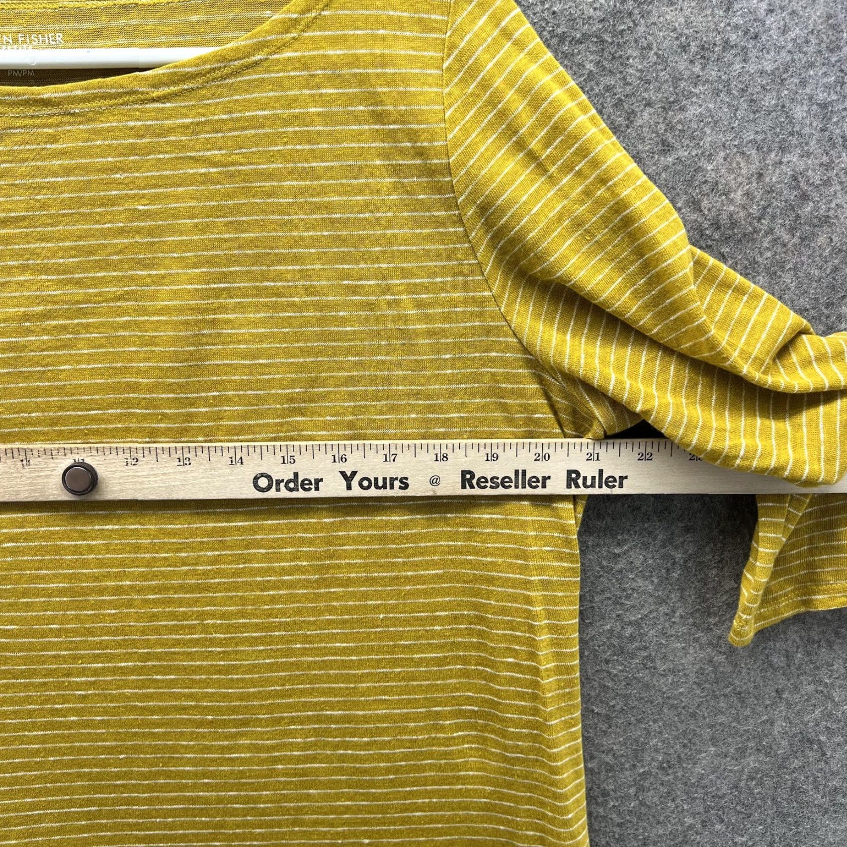 Eileen Fisher Eileen Fisher Shirt Womens PM Yellow Striped Boat Neck 3/4 Sleeve Tunic Jersey Size M / US 6-8 / IT 42-44 - 4 Thumbnail
