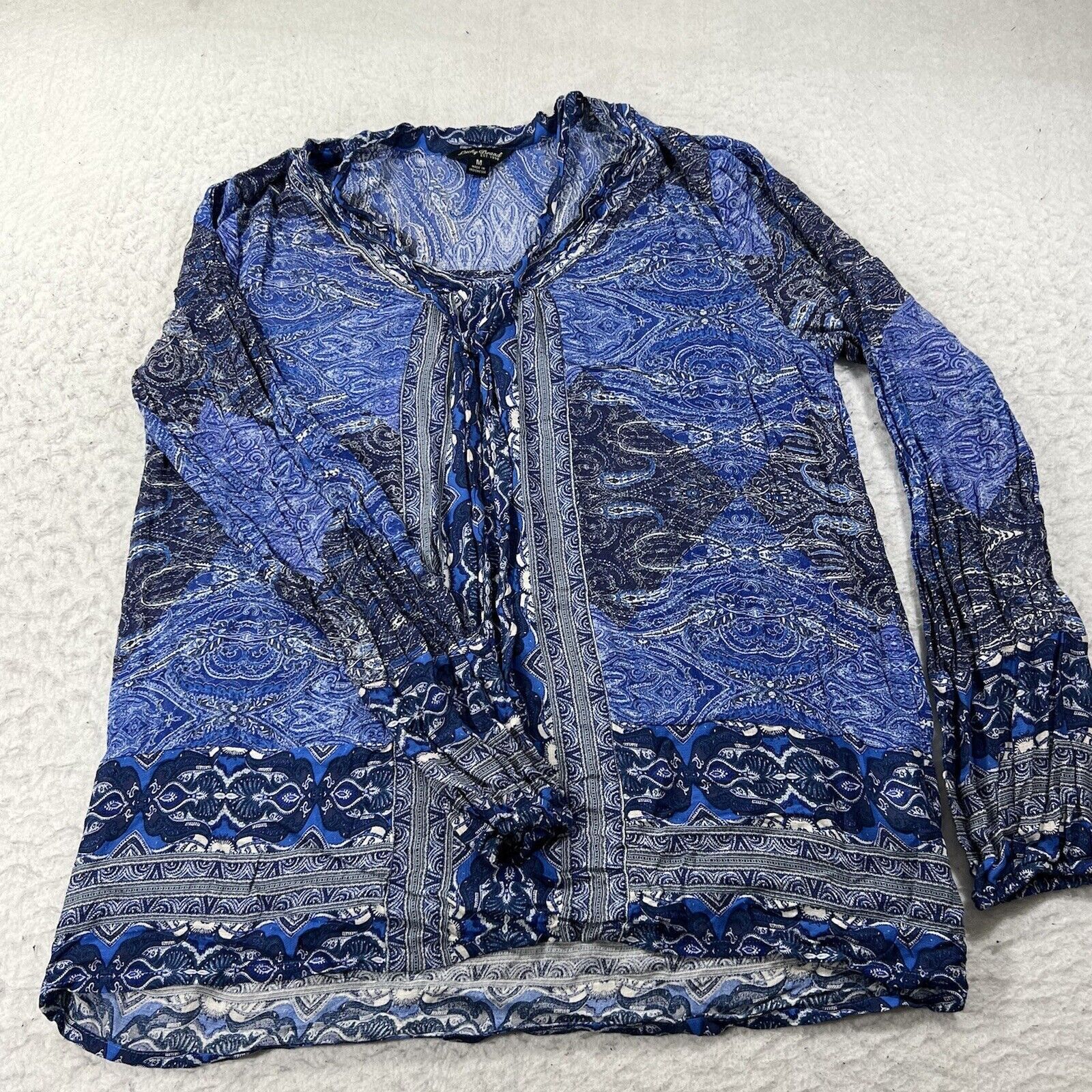 Lucky Brand Lucky Brand Blue & White Blouse Lightweight Top Size M / US 6-8 / IT 42-44 - 1 Thumbnail