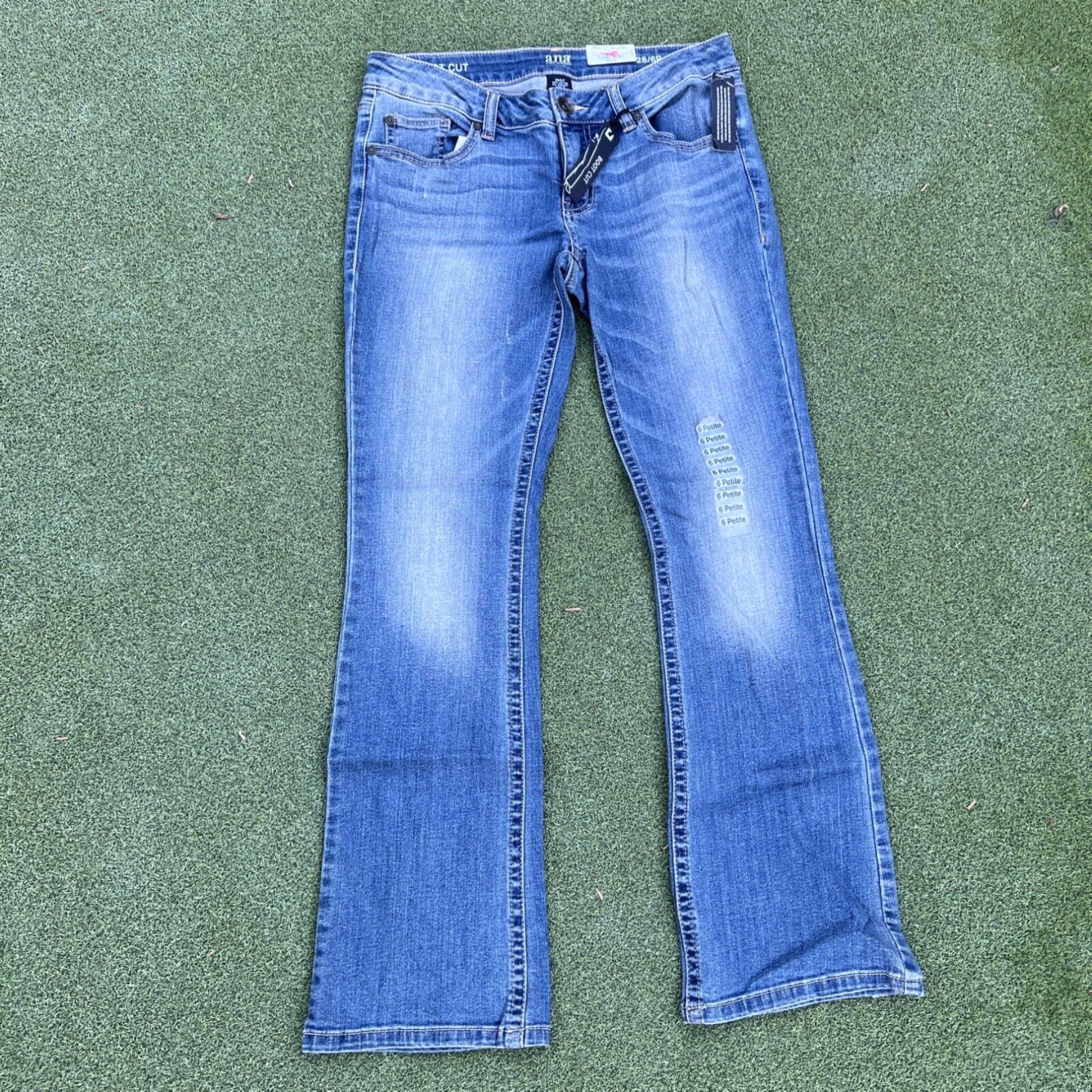 Vintage a.n.a. A New Approach Womens 28/6 petite Blue Bootcut Low Rise Denim Jeans New Size 29" - 1 Thumbnail