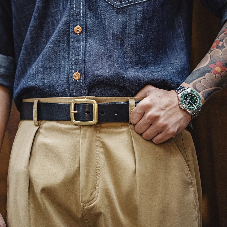 Japanese Brand × Vintage Cowhide ancient cloth printed vegetable tanned belt Size 36 - 3 Thumbnail