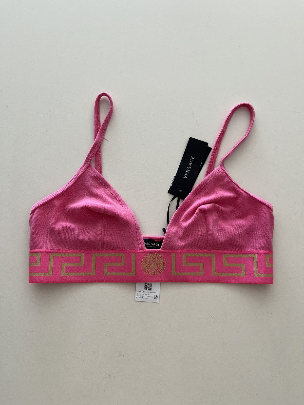 image of NWT - Versace Greca Bikini Top in Pink, Women's