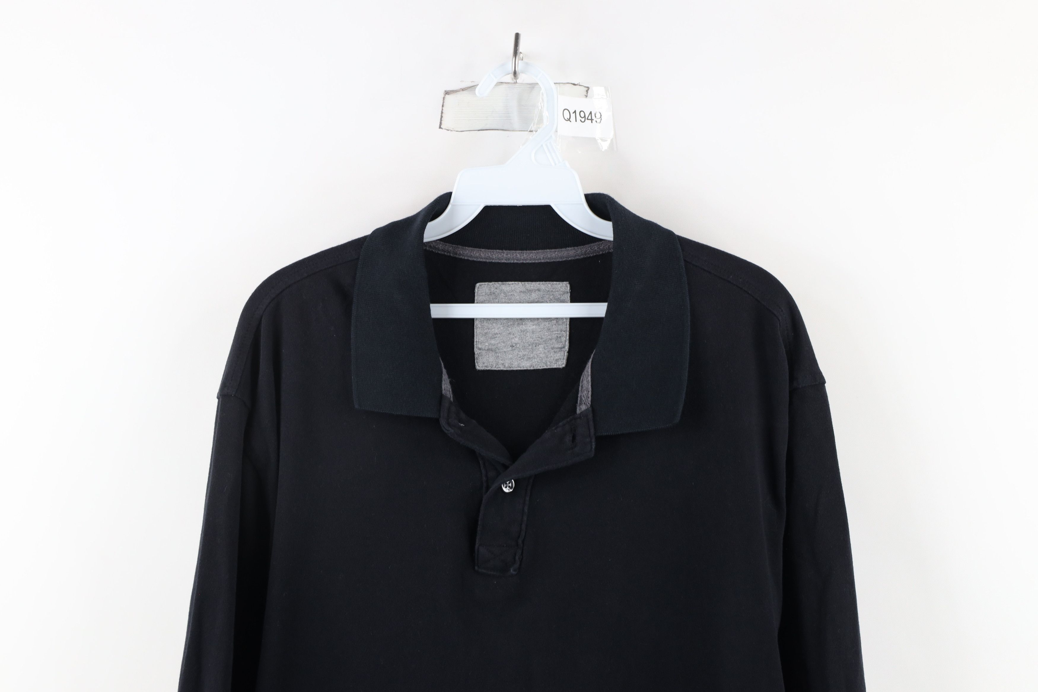 Vintage Vintage 90s Streetwear Blank Long Sleeve Polo Shirt Black Size US L / EU 52-54 / 3 - 2 Thumbnail